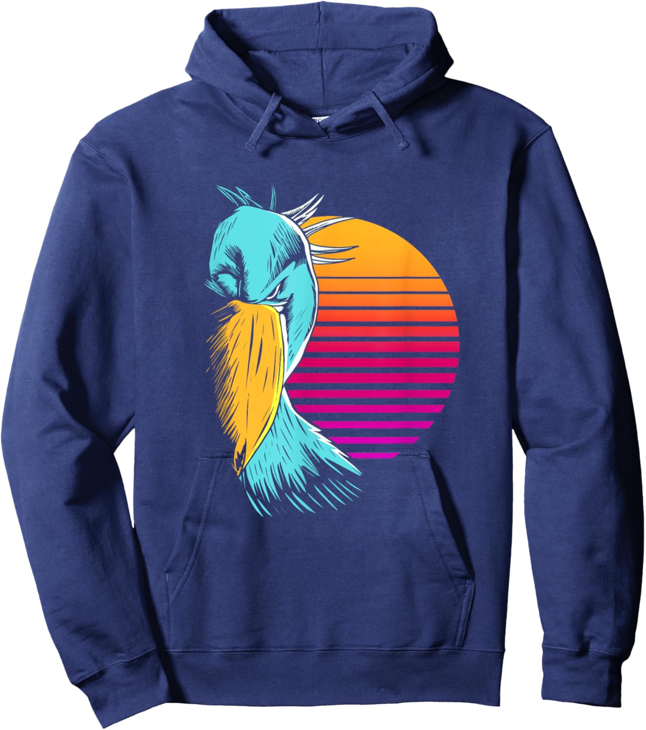 Retro Sunset Shoebill Stork Shoe Bill Bird Hoodie - Hoodie | Navy