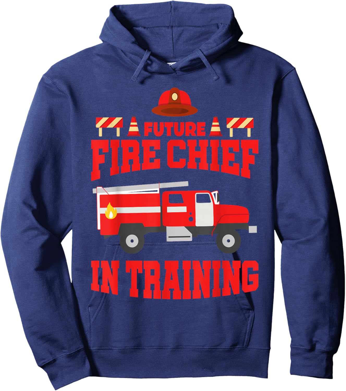 Future Fire Chief In Training Fire Truck Toddler Firemen Hoodie - Hoodie | Navy