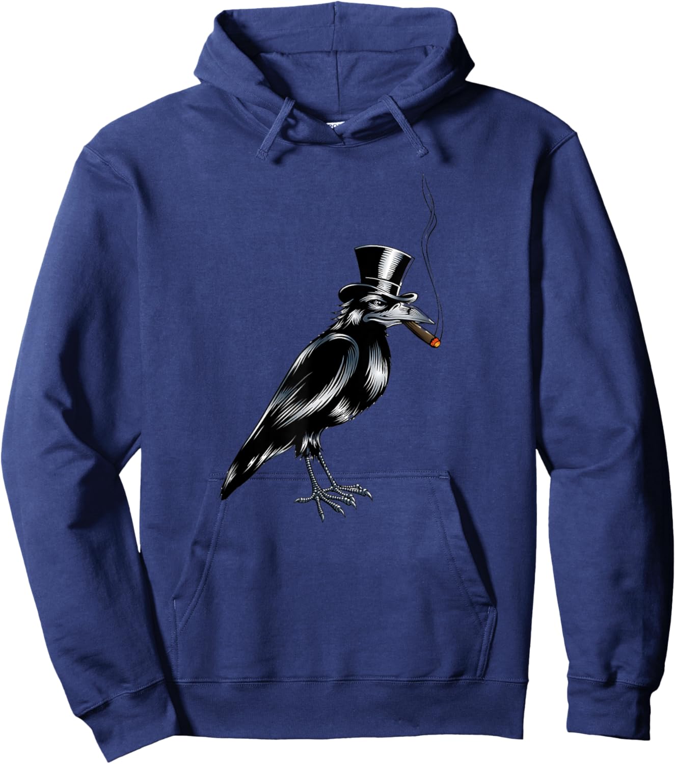 Black Crow Bird Top Hat Smoking Cigar Artwork Hoodie - Hoodie | Navy