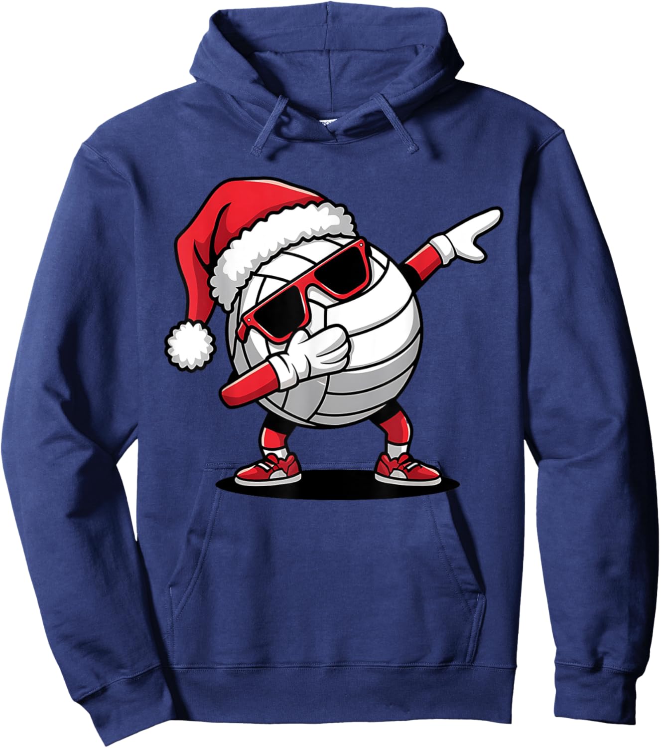 Funny Volleyball Ball Santa Hat Dabbing Xmas Pajamas Boys Hoodie - Hoodie | Navy