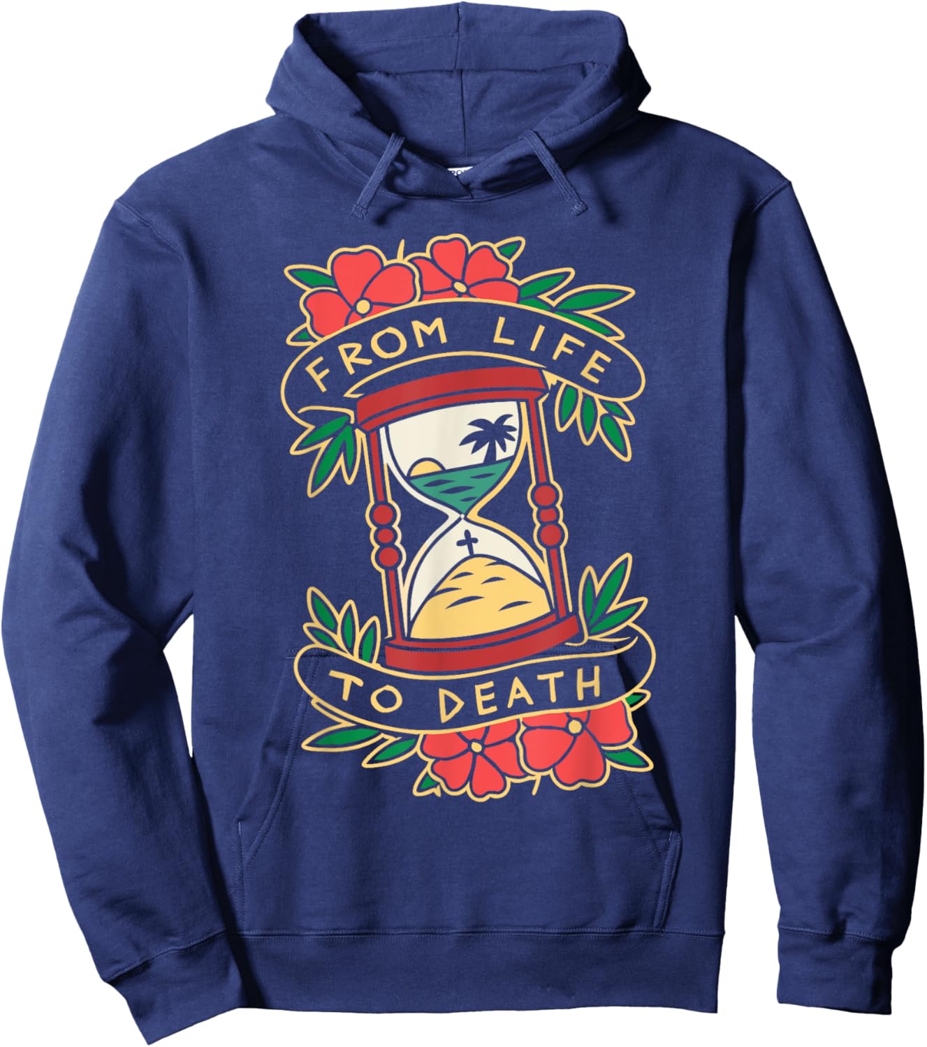 From Life to Death Symbolic Hourglass Hoodie - Hoodie | Navy