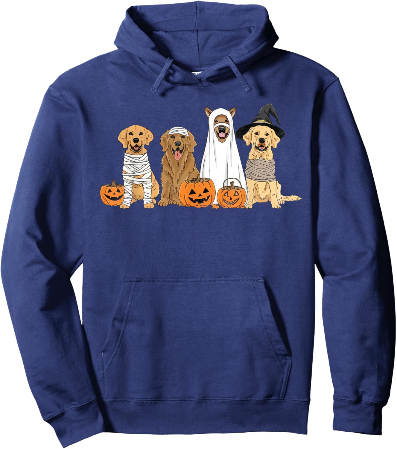 Golden Retriever Ghost Dog Halloween Costume Men Women Kids Hoodie - Hoodie | Navy