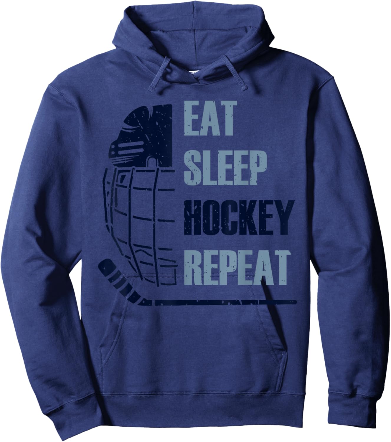 Eat Sleep Hockey Repeat Funny Mask Stick Ice Hokey Player Hoodie - Hoodie | Navy