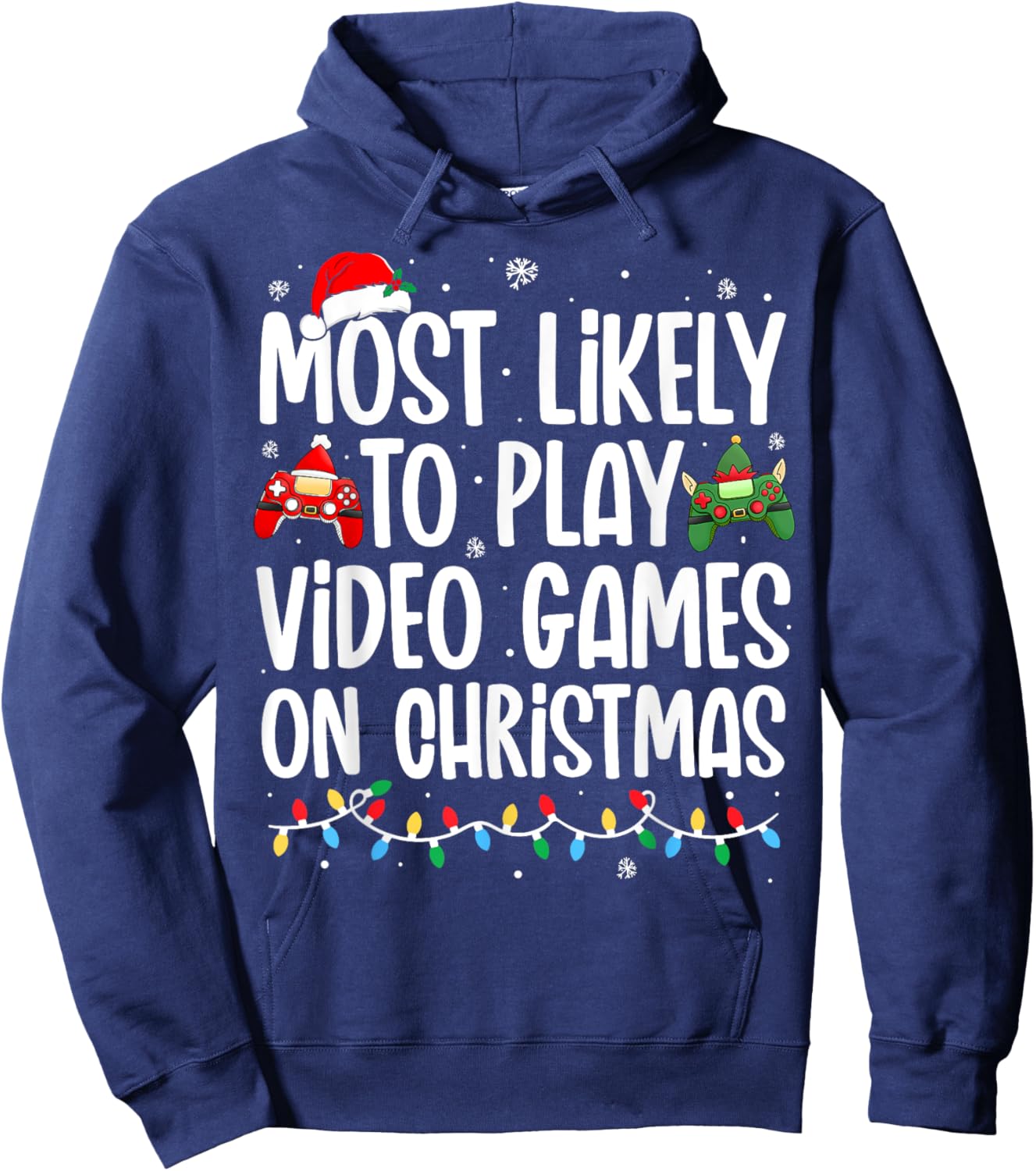Most Likely To Play Video Games on Christmas Family Matching Hoodie - Hoodie | Navy