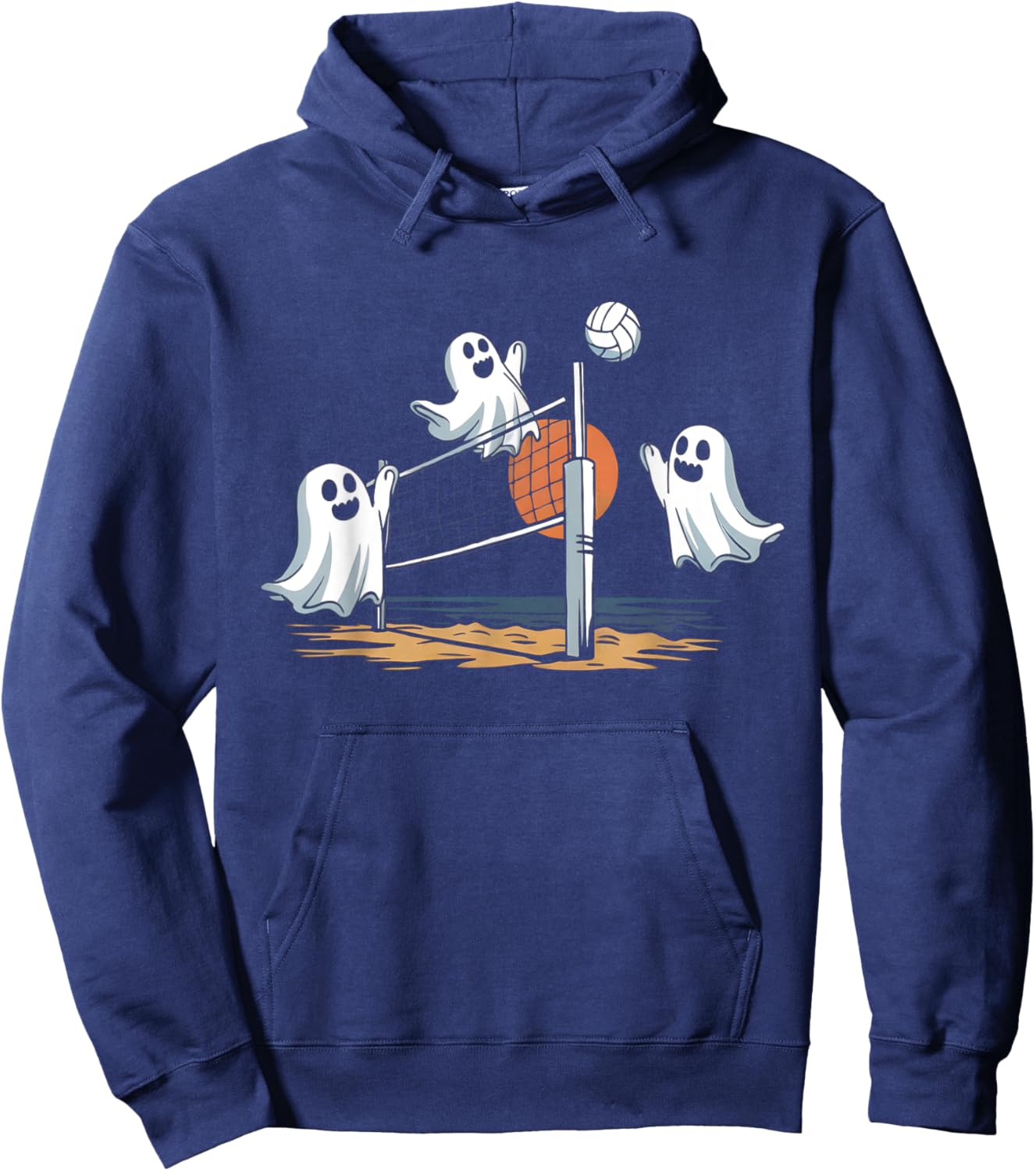 Funny Volleyball Halloween Ghost-Volleyball Sports Lovers Hoodie - Hoodie | Navy