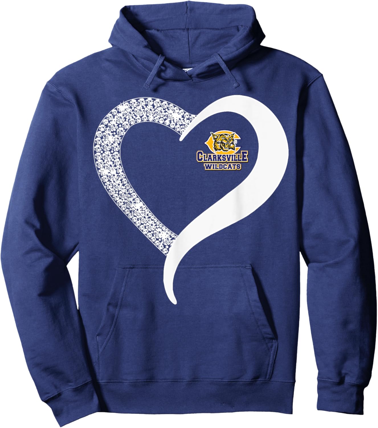 Clarksville Wildcats Logo Diamond Heart HS Hoodie - Hoodie | Navy