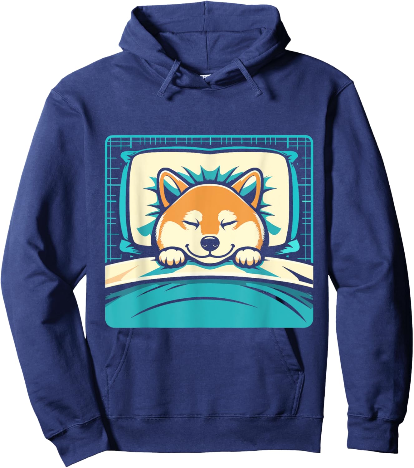 Funny Sleeping Shiba Inu Shirt Lazy Doge Napping Dog Lover Men Women Girls Kids Hoodie - Hoodie | Navy