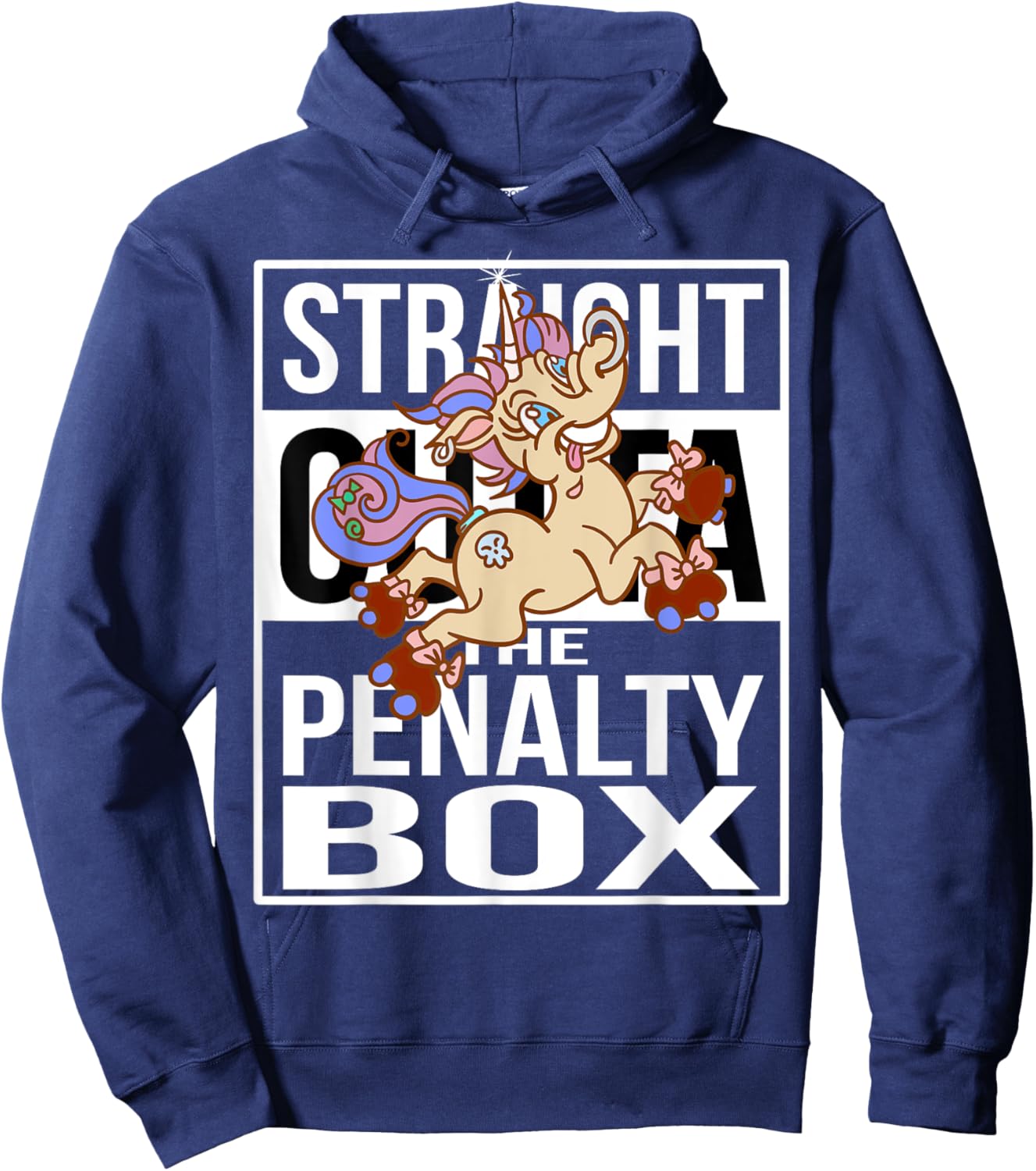 Straight outta the Penalty Box Skater Unicorn Roller Derby Hoodie - Hoodie | Navy