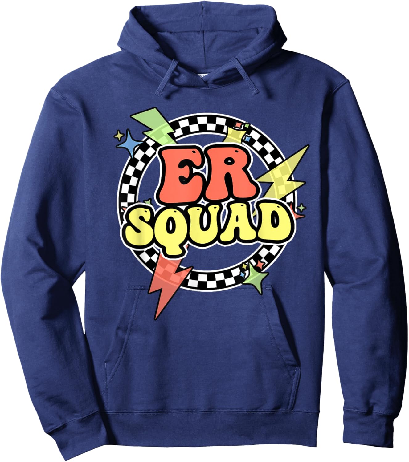Retro ER Squad Halloween Emergency Nurses Day Tech Hoodie - Hoodie | Navy