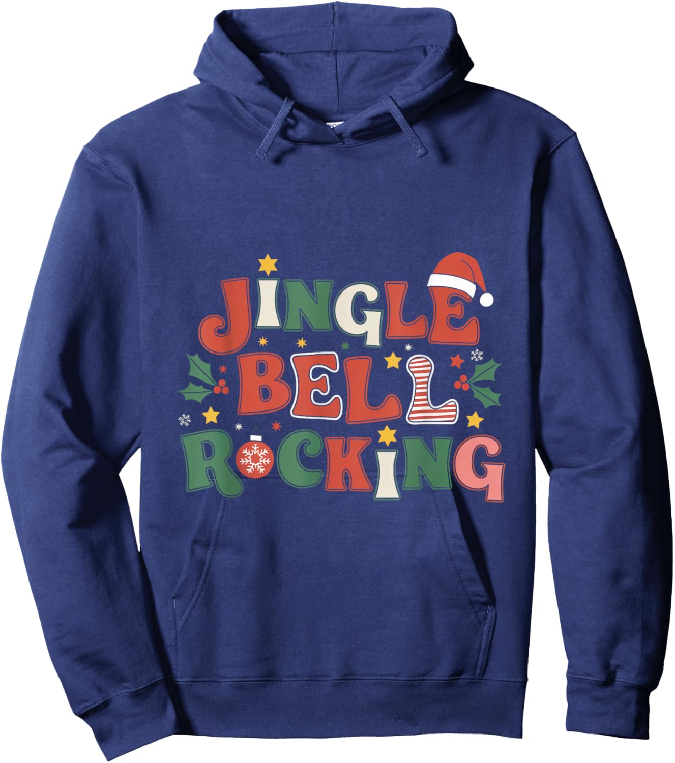 Jingle Bells Rocking Christmas Santa Present Decor Xmas Hoodie - Hoodie | Navy