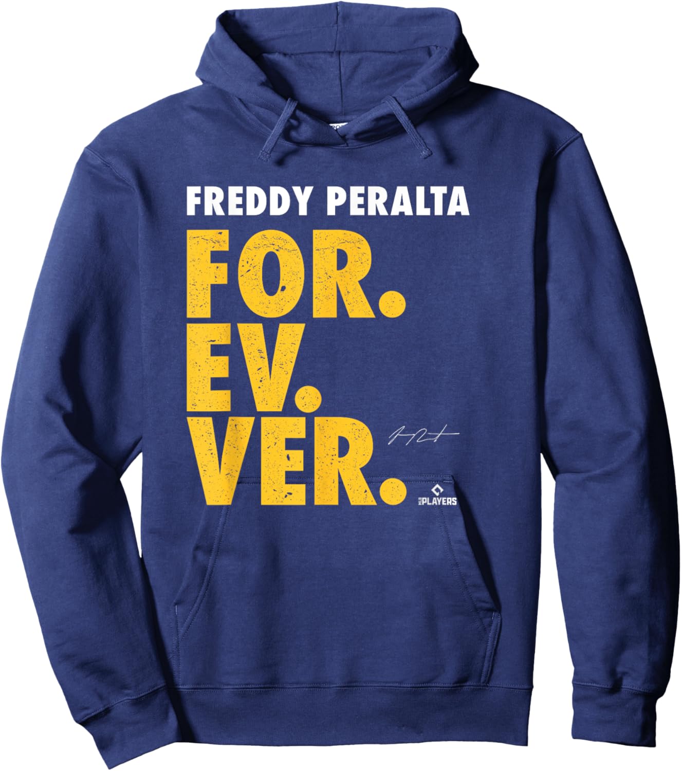 Forever Baseball Freddy Peralta Milwaukee Baseball MLBPA Hoodie - Hoodie | Navy
