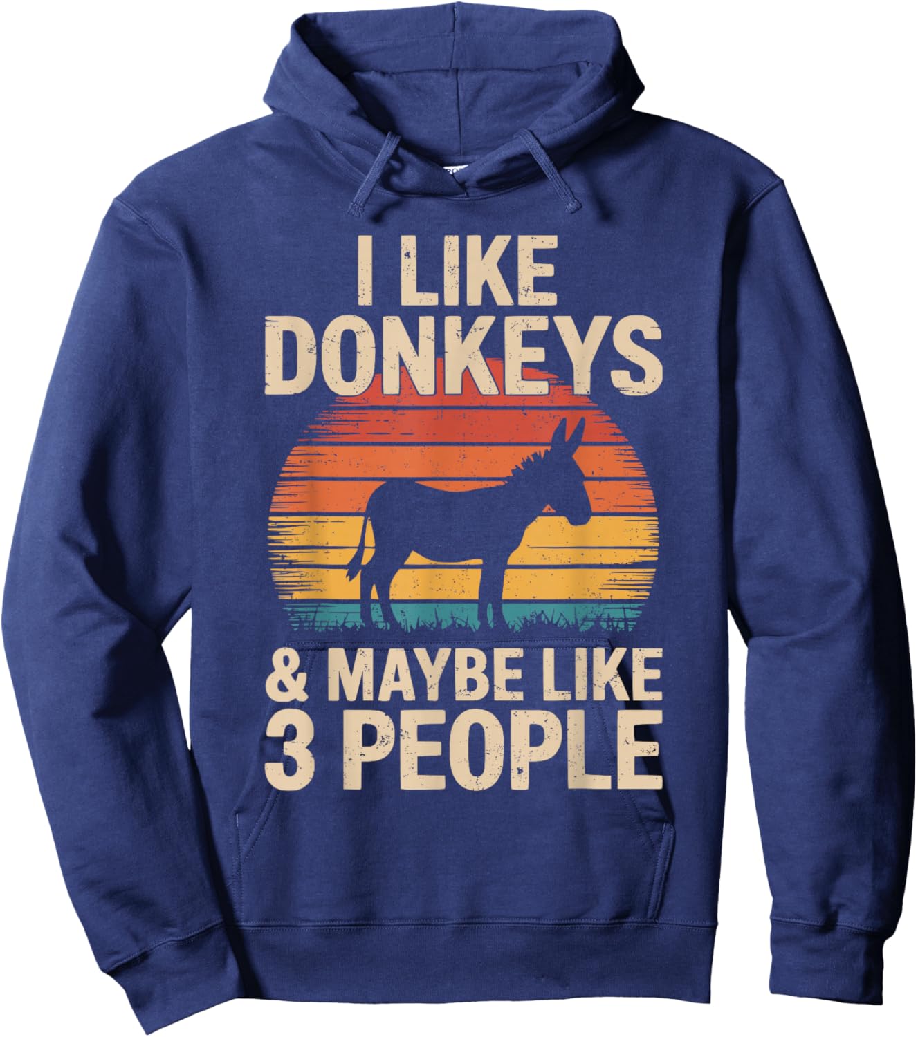 I Like Donkeys and Maybe Like 3 People Vintage Retro Hoodie - Hoodie | Navy