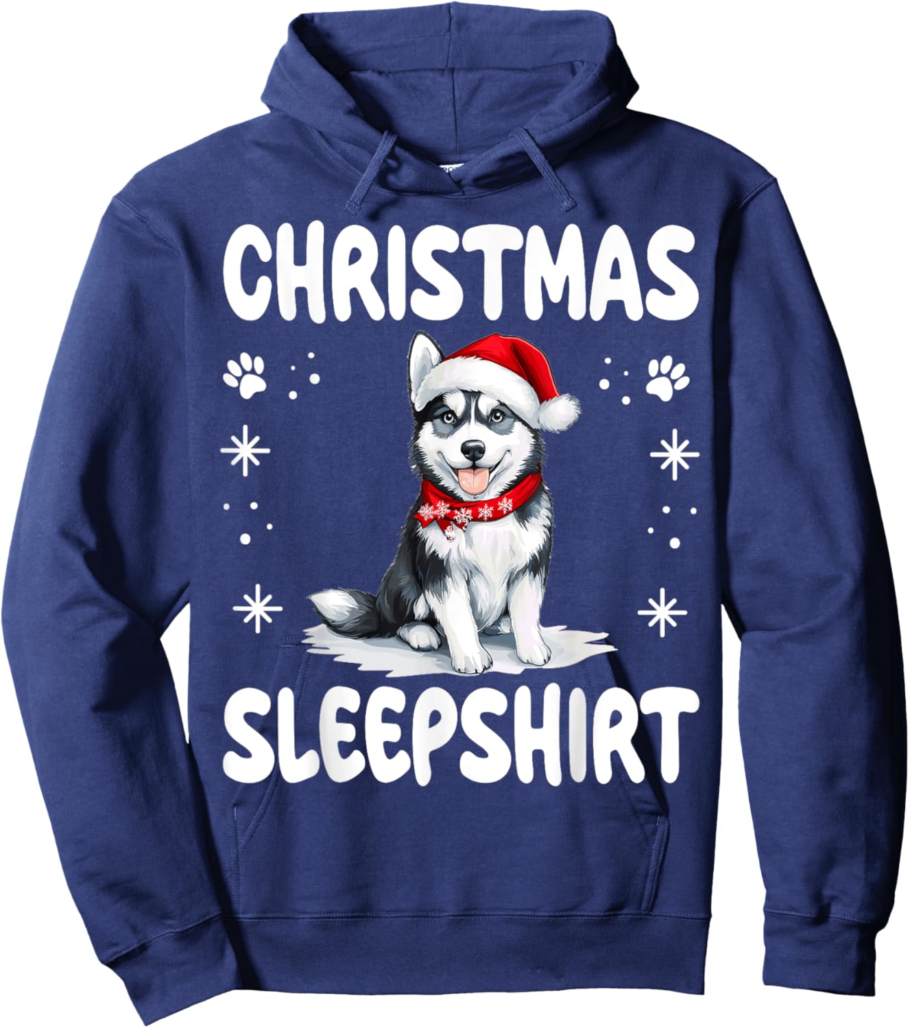 Siberian Husky Dog Nightgown Pajama Christmas Sleepshirt Hoodie - Hoodie | Navy