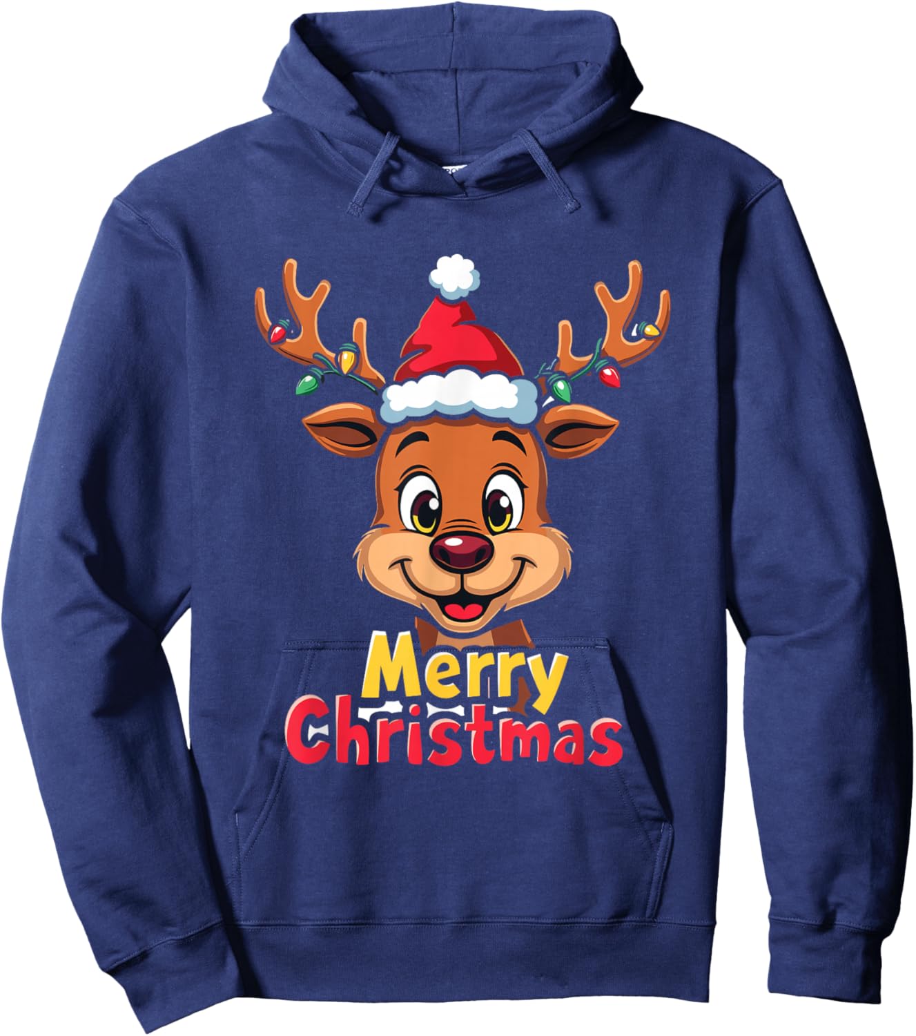 Merry Christmas Reindeer Xmas Festive Joy Family Time Hoodie - Hoodie | Navy