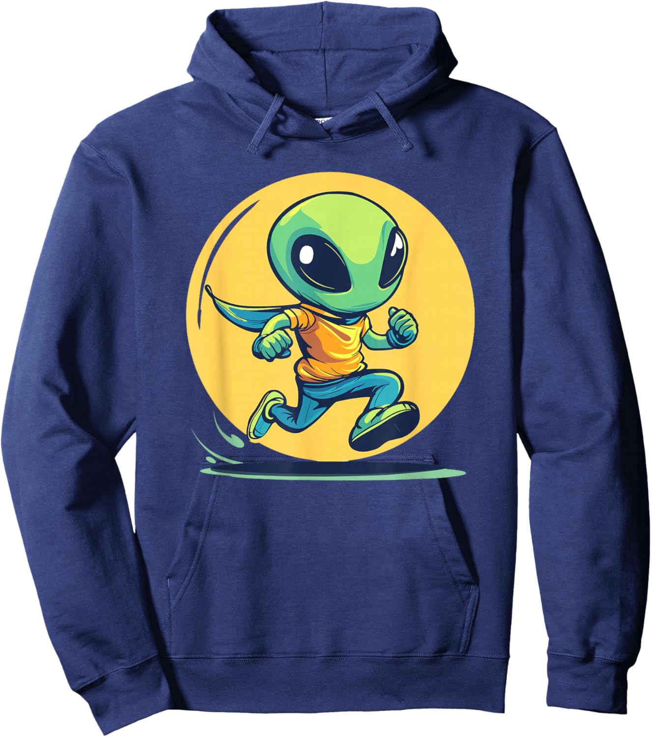Alien Running Cartoon Character Adventure Hoodie - Hoodie | Navy