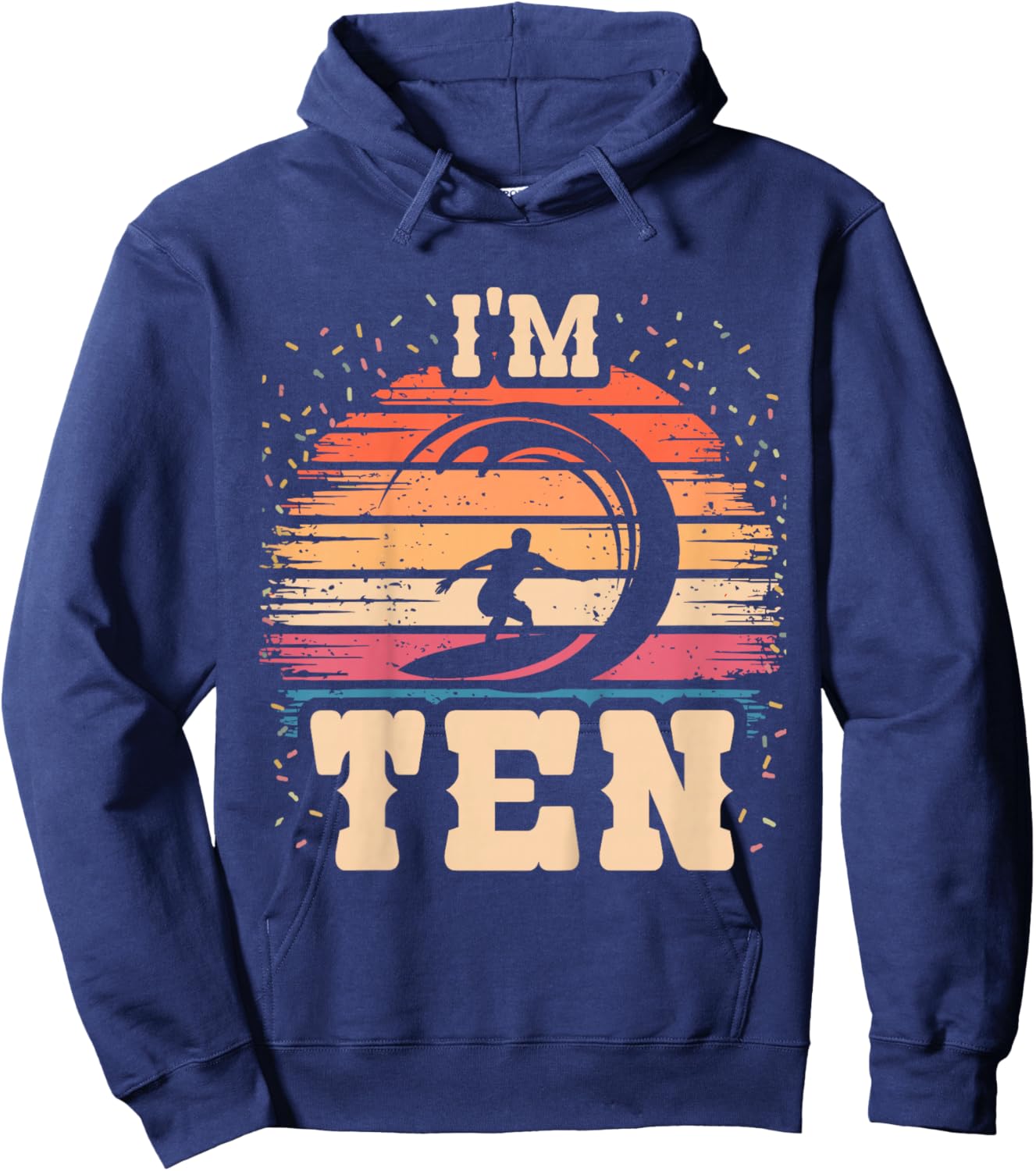 Kids Surfing 10 Year Old Birthday Boy 10th Surfboard Birthday Hoodie - Hoodie | Navy
