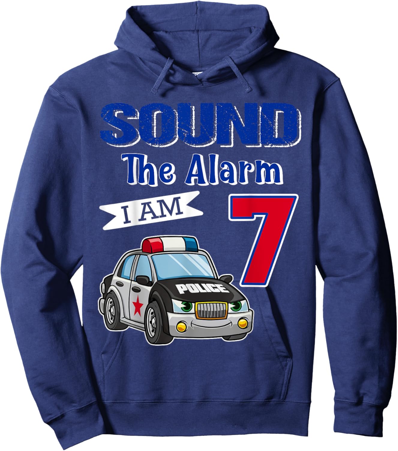 7th Birthday Police Car Sound Alarm I'm 7 Years Old Hoodie - Hoodie | Navy