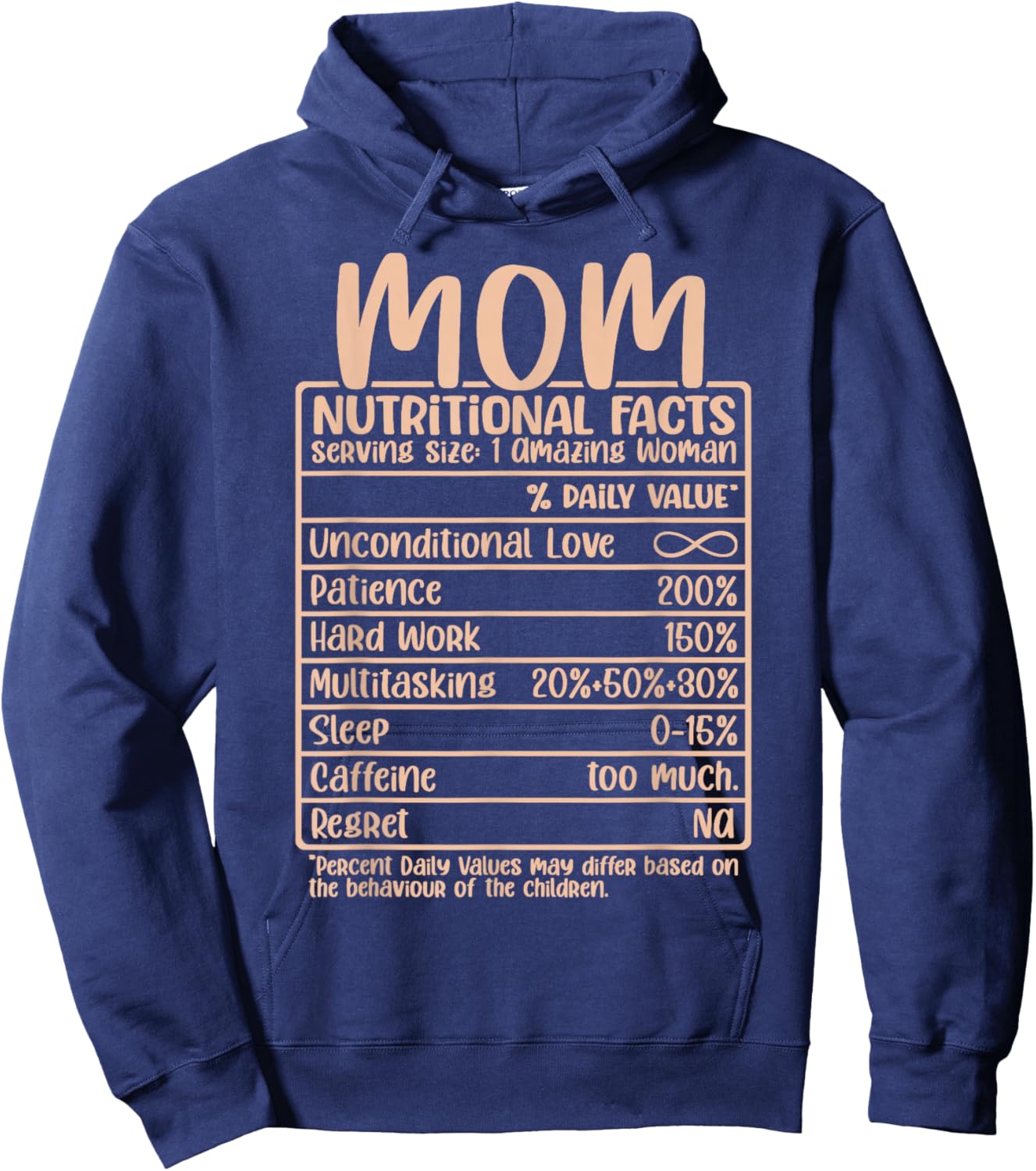Mother Nutritional Facts Self Love Funny Mom Nutrition Facts Hoodie - Hoodie | Navy