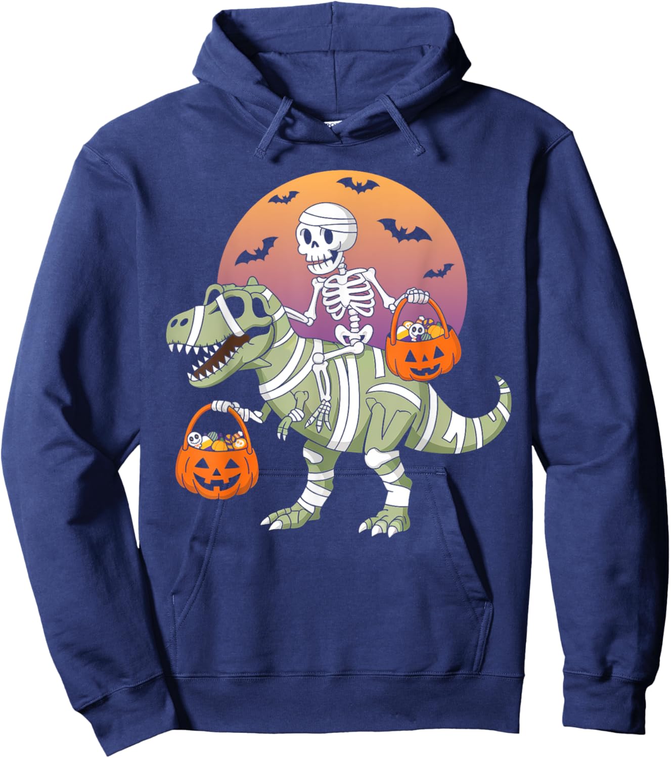 Funny Halloween Boys Kids Toddlers Dinosaur T-rex Skeleton Hoodie - Hoodie | Navy