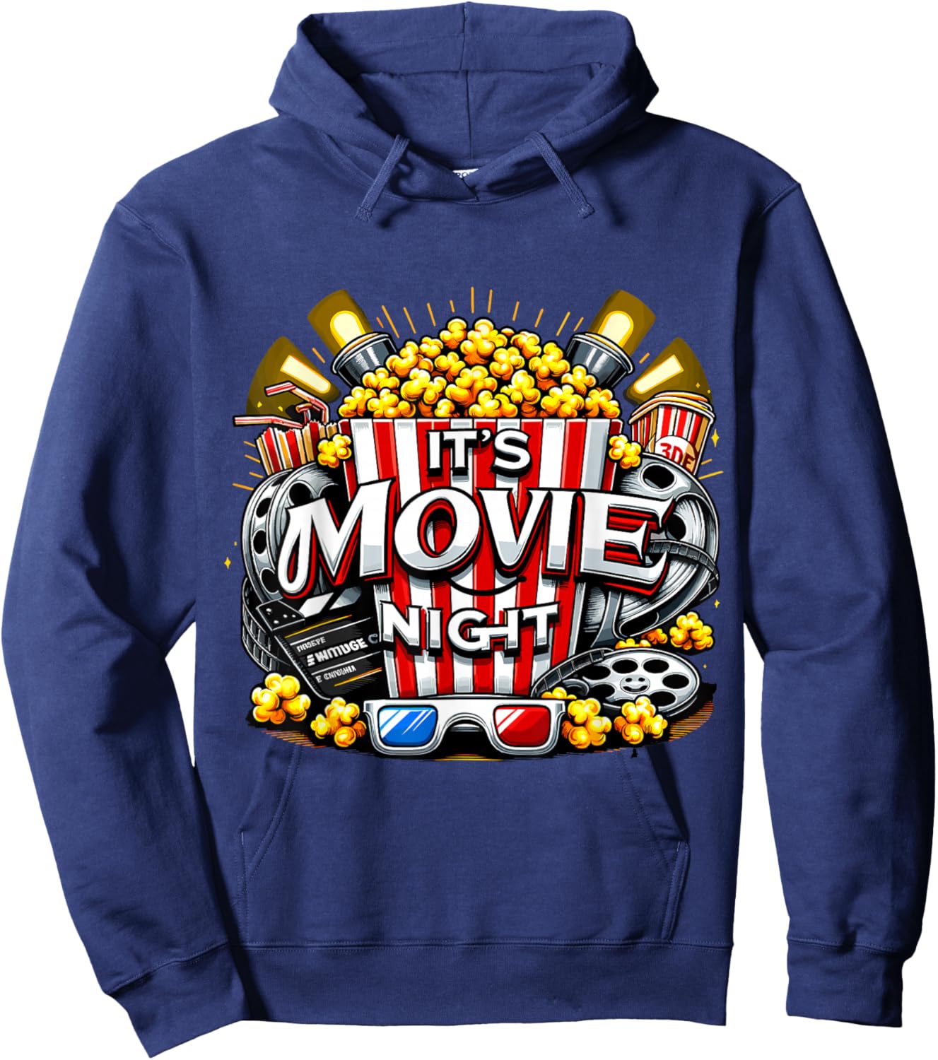 It's Movie Night Popcorn Cinema Hoodie - Hoodie | Navy