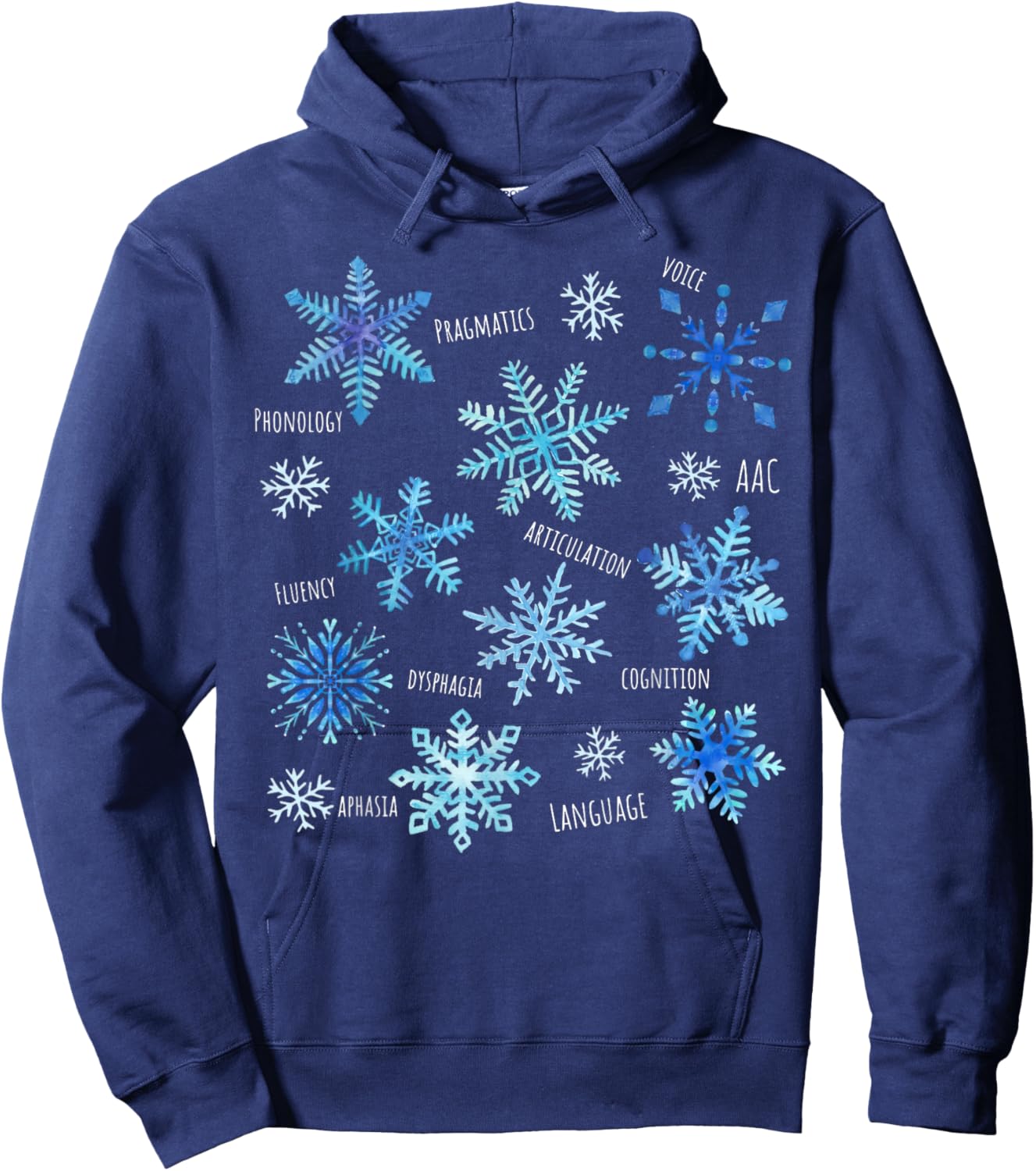 Snowflakes Speech Therapy SLP Speech Pathologist Christmas Hoodie - Hoodie | Navy