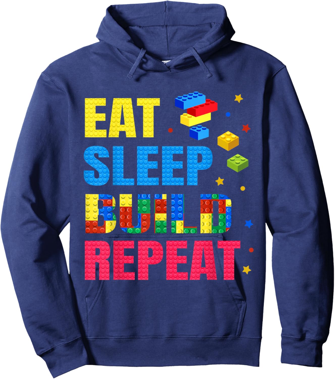 Eat Sleep Build Family Master Builder Building Bricks Blocks Hoodie - Hoodie | Navy