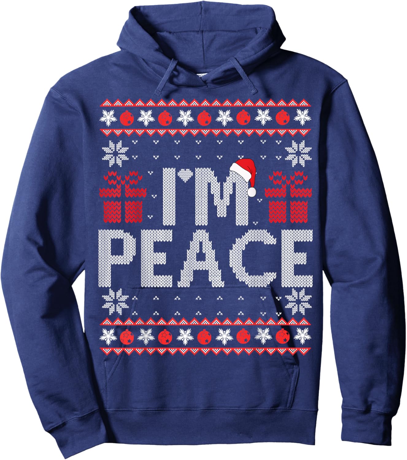 I Come In Peace I'm Peace Matching Ugly Christmas Sweater Hoodie - Hoodie | Navy