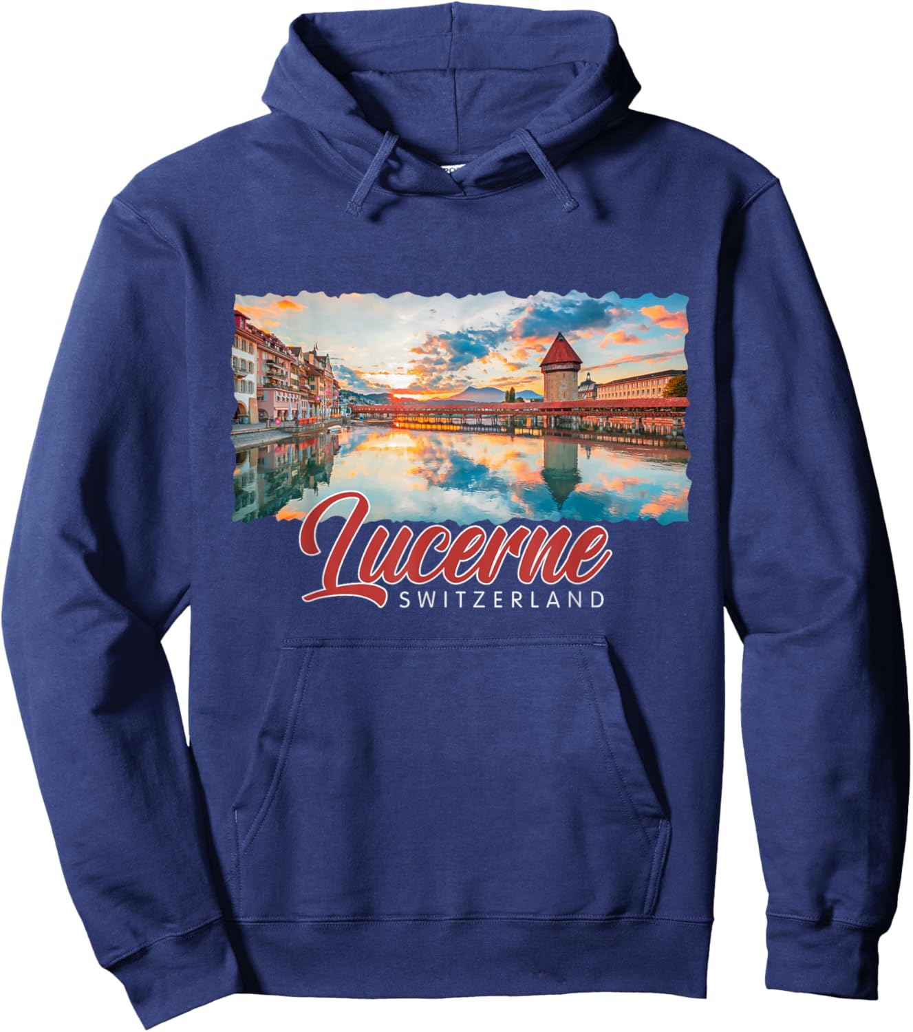 Vintage Lucerne Historic City Of Switzerland Travel Souvenir Hoodie - Hoodie | Navy