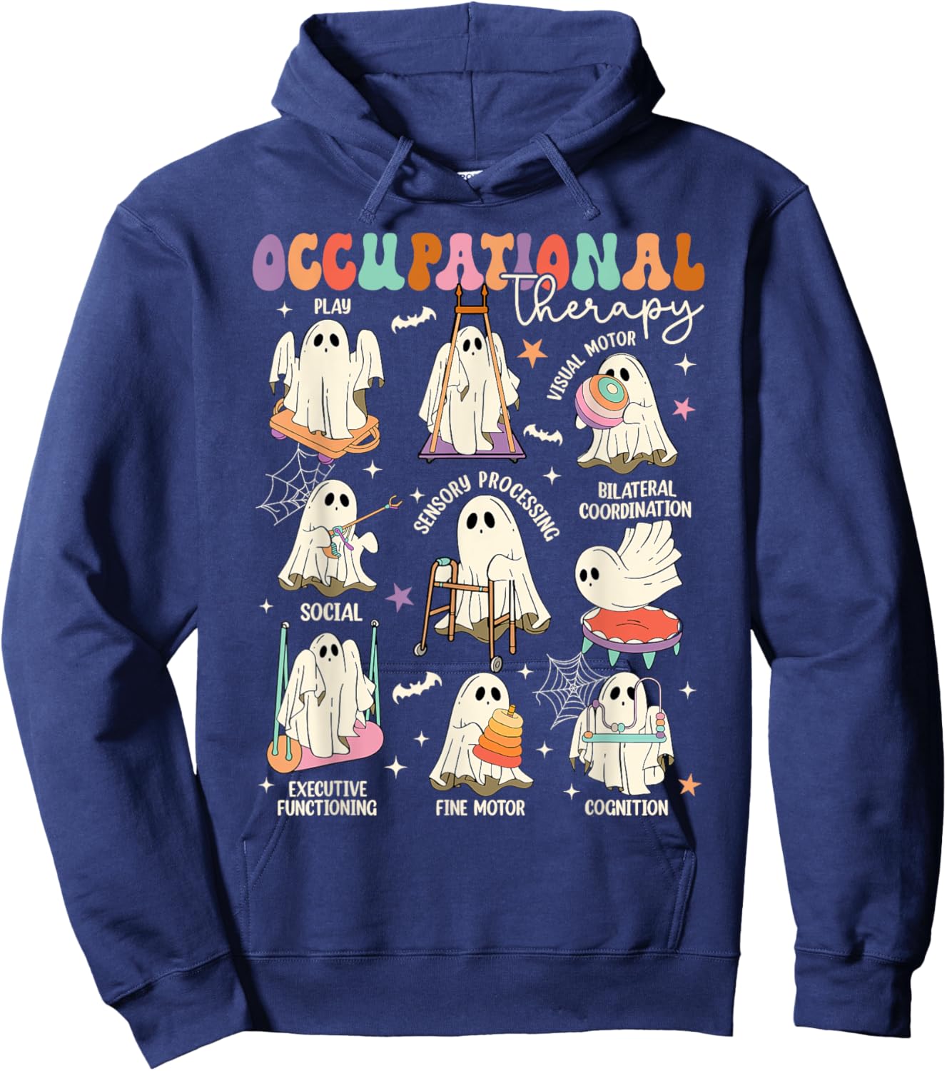 OT Occupational Therapy Therapist Spooky OTA Halloween Ghost Hoodie - Hoodie | Navy