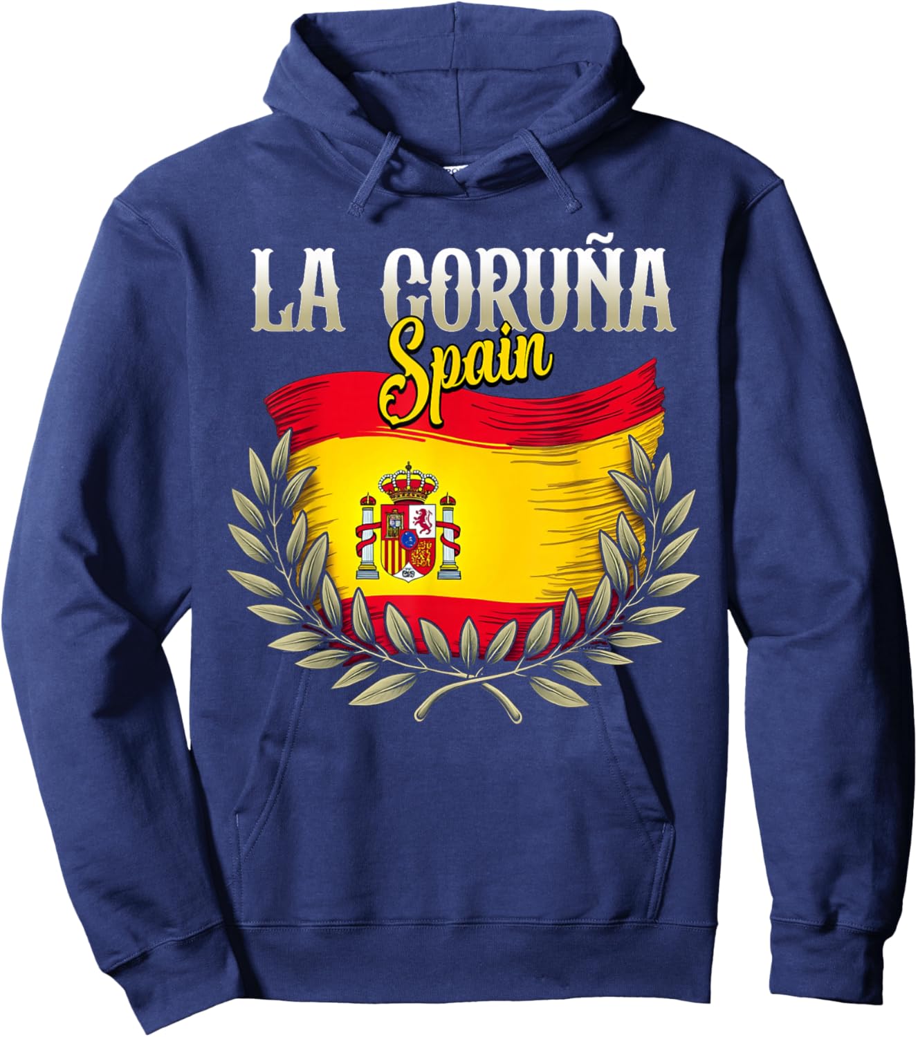 La Coruna Spain Flag Spanish City La Coruna Vacation Travel Hoodie - Hoodie | Navy