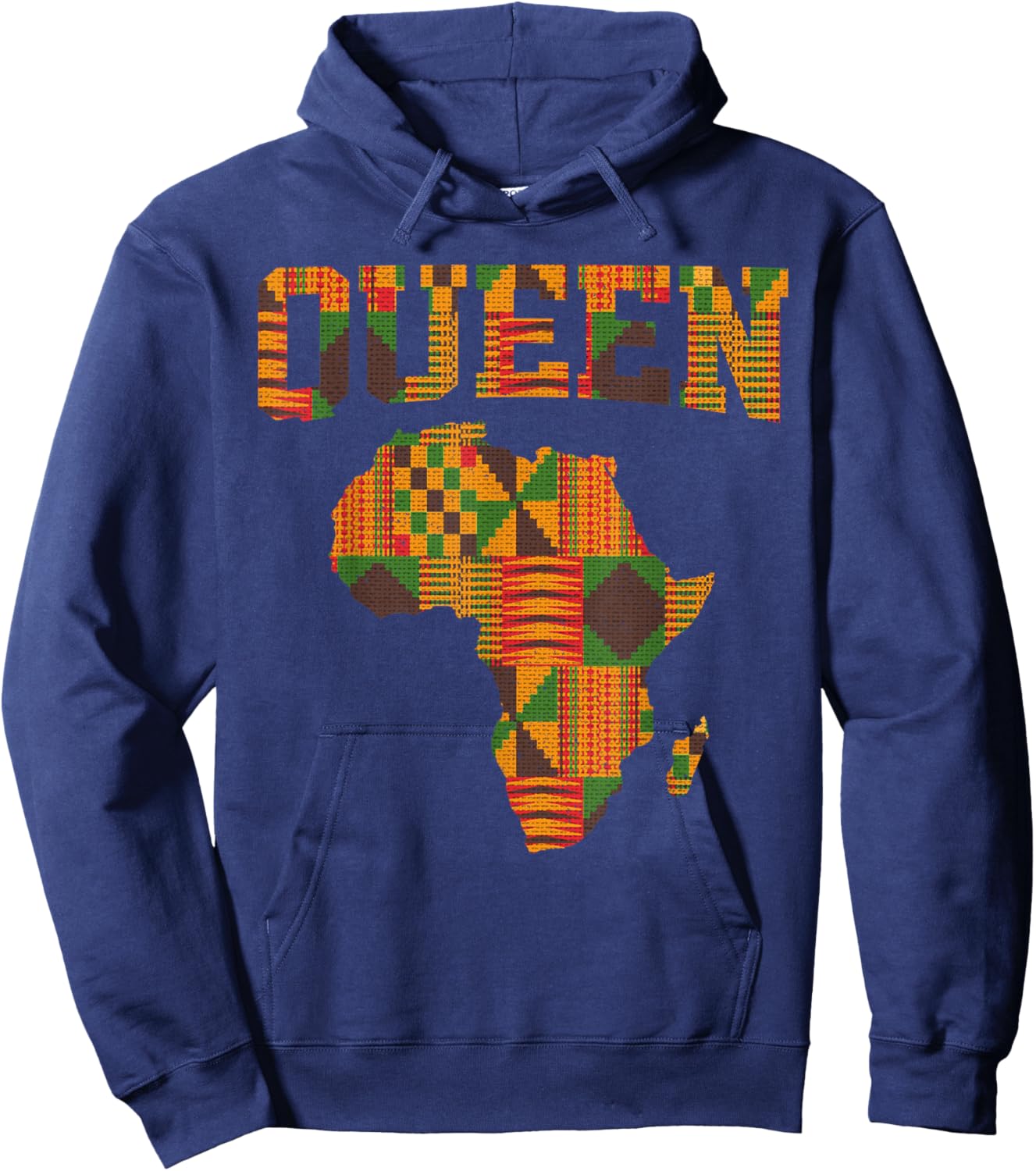 African Queen Art Girls Kente Cloth African Print Hoodie - Hoodie | Navy