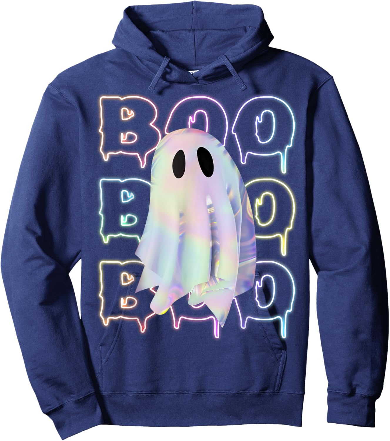 Funny Boo Cute Ghost Neon Halloween Costume boy kids girl Hoodie - Hoodie | Navy