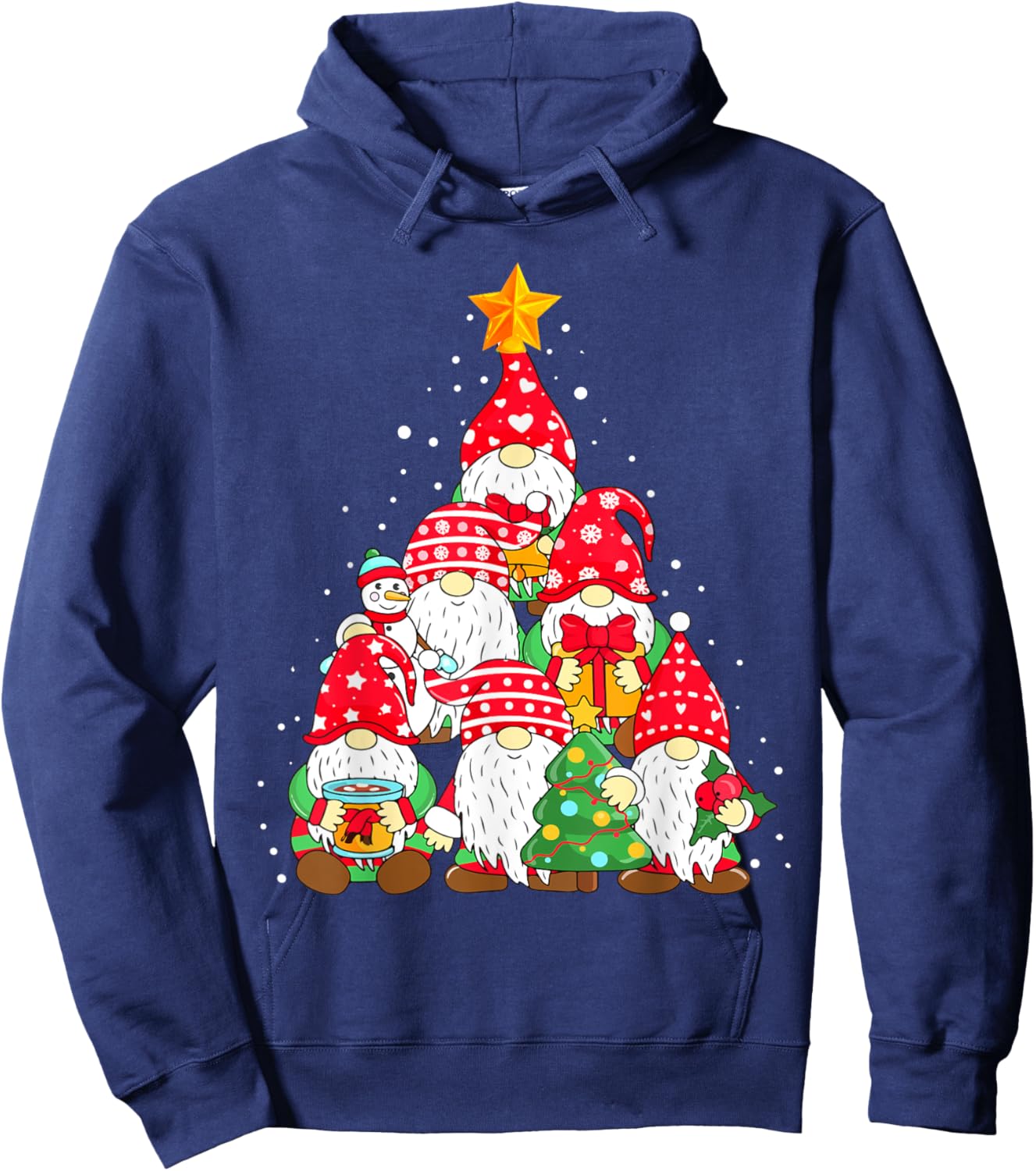Christmas Gnome Shirt for Family Pajamas Gnome Xmas Tree Hoodie - Hoodie | Navy