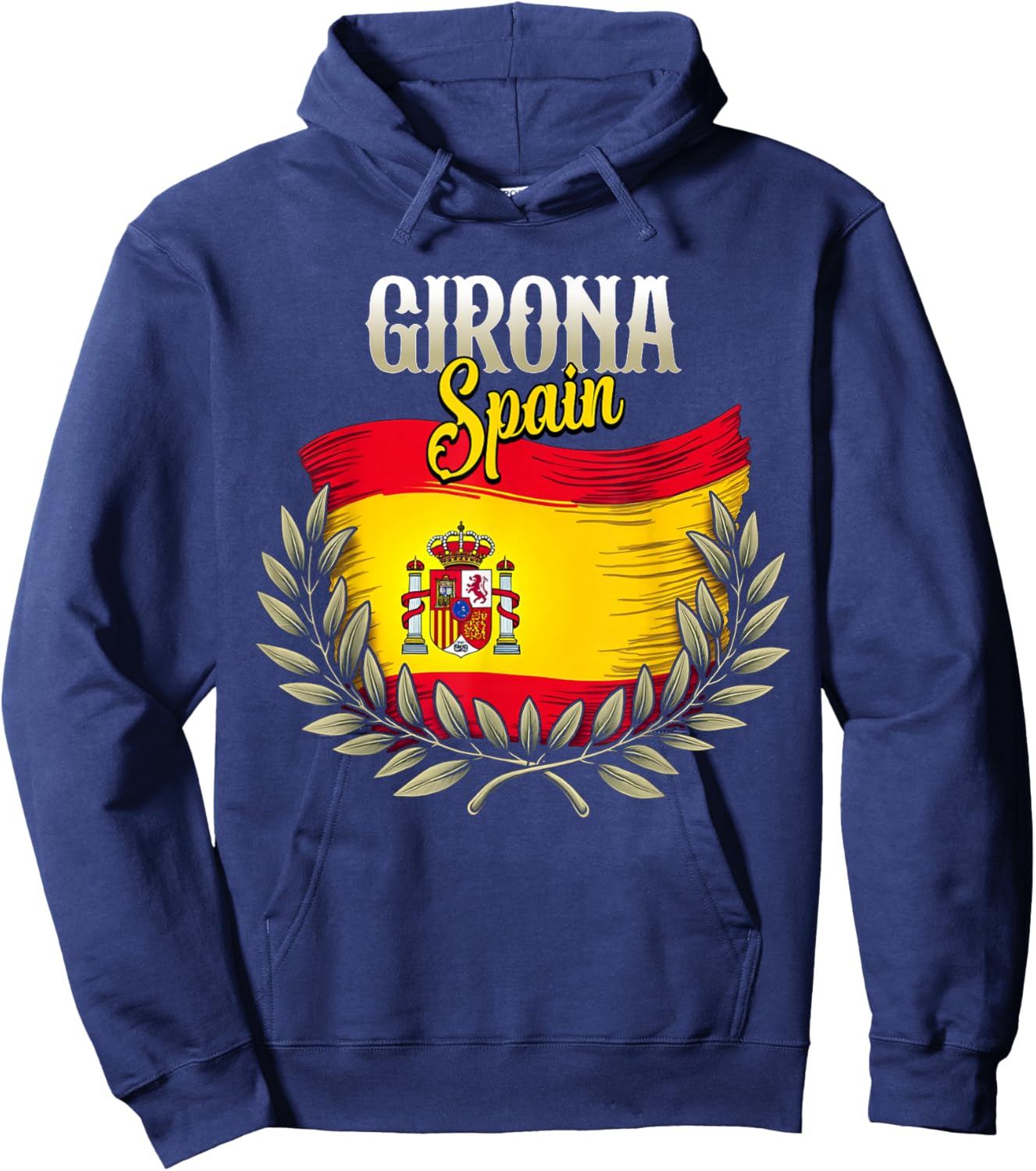 Girona Spain Flag Spanish City Girona Vacation Travel Hoodie - Hoodie | Navy