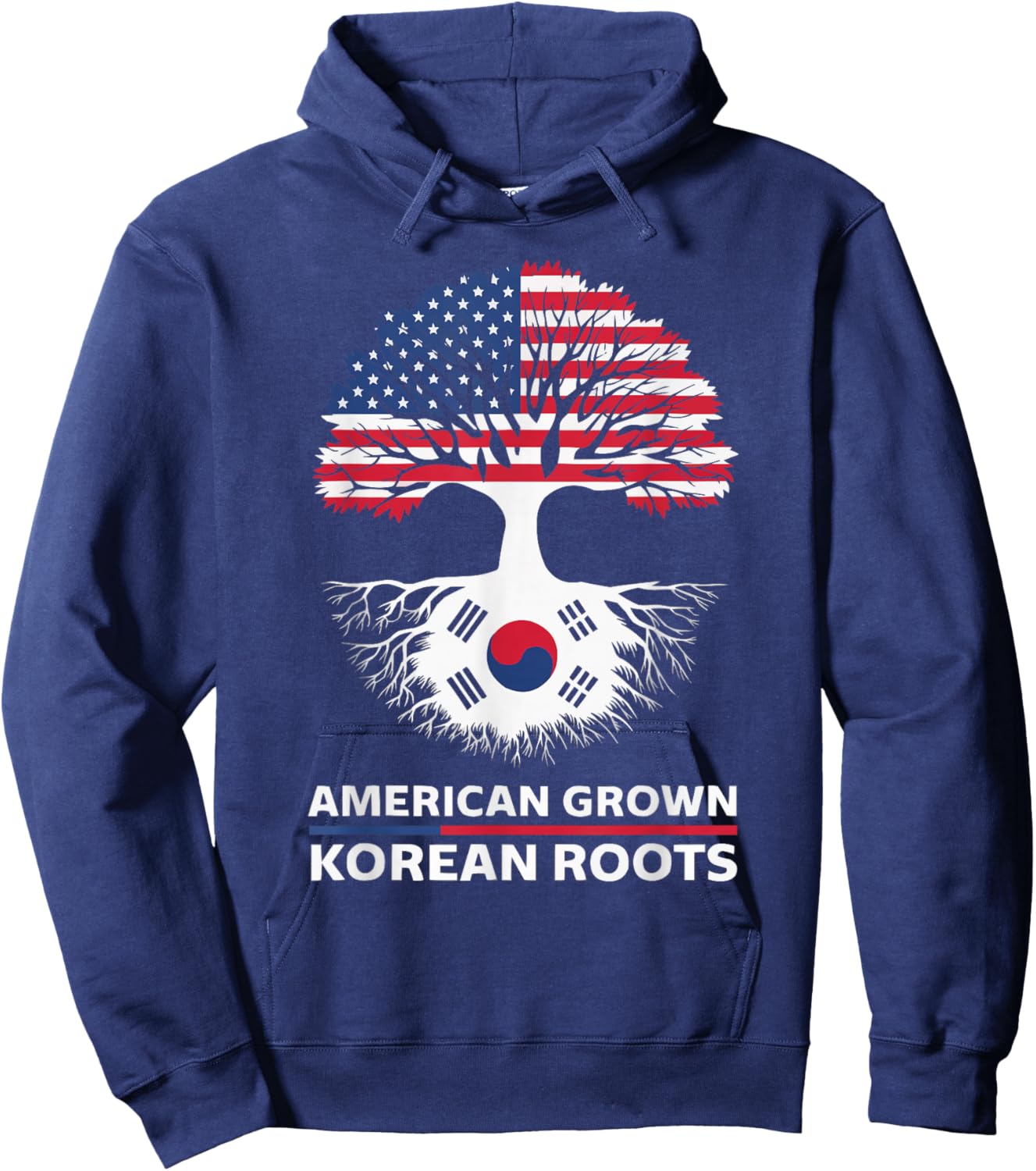 Half American Half Korean USA Flag South Korea America Hoodie - Hoodie | Navy