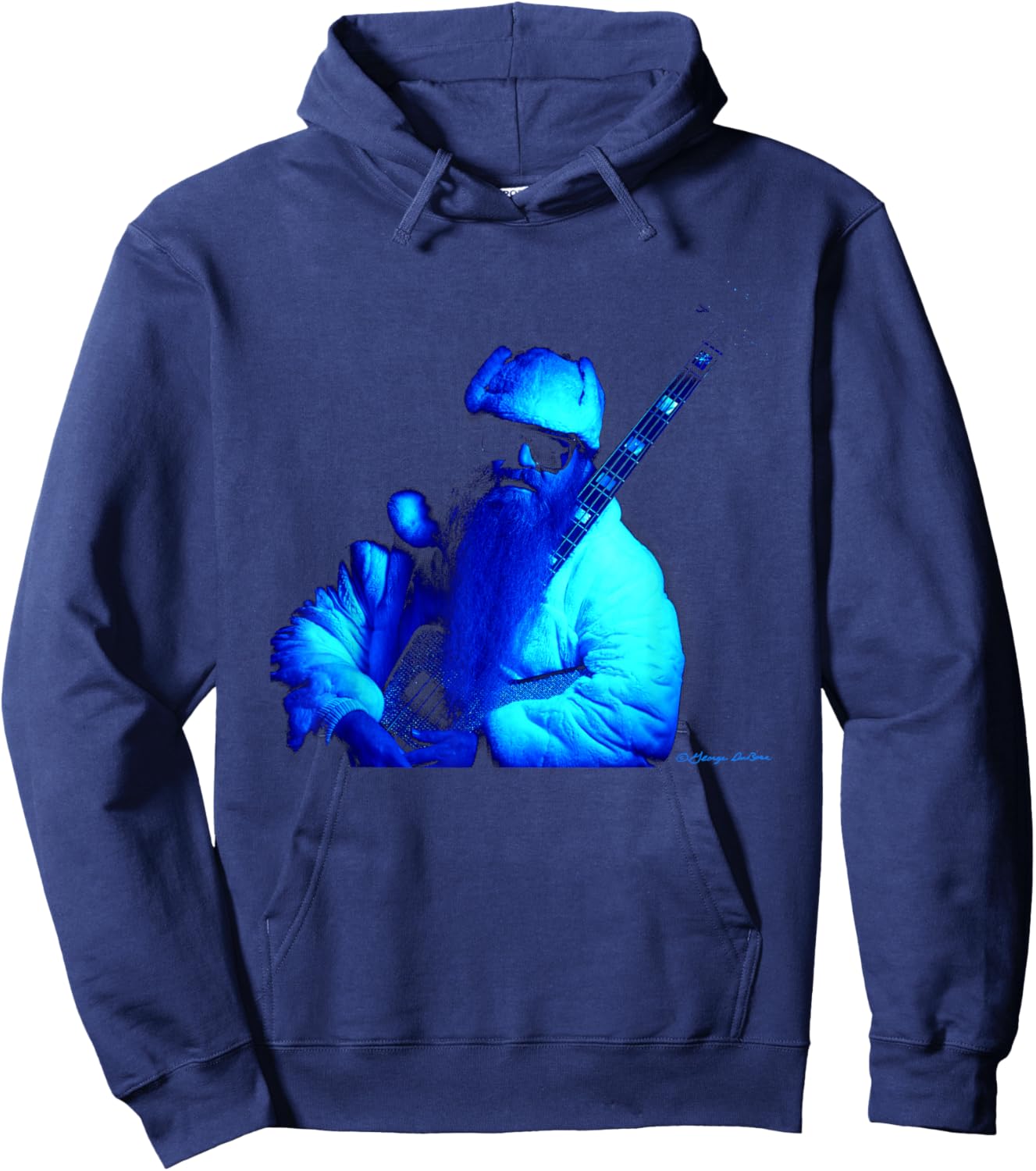 Dusty Hill ZZ Top Bass Player By George DuBose Hoodie - Hoodie | Navy