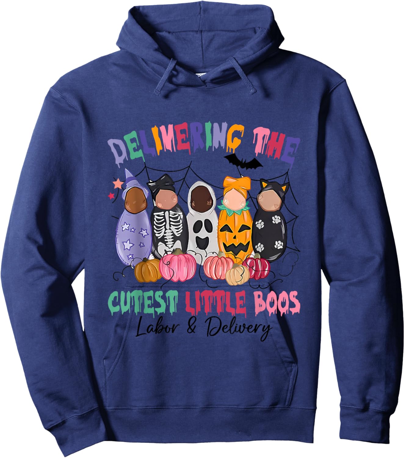 Delivering the Cutest Boos Labor and Delivery Halloween Hoodie - Hoodie | Navy