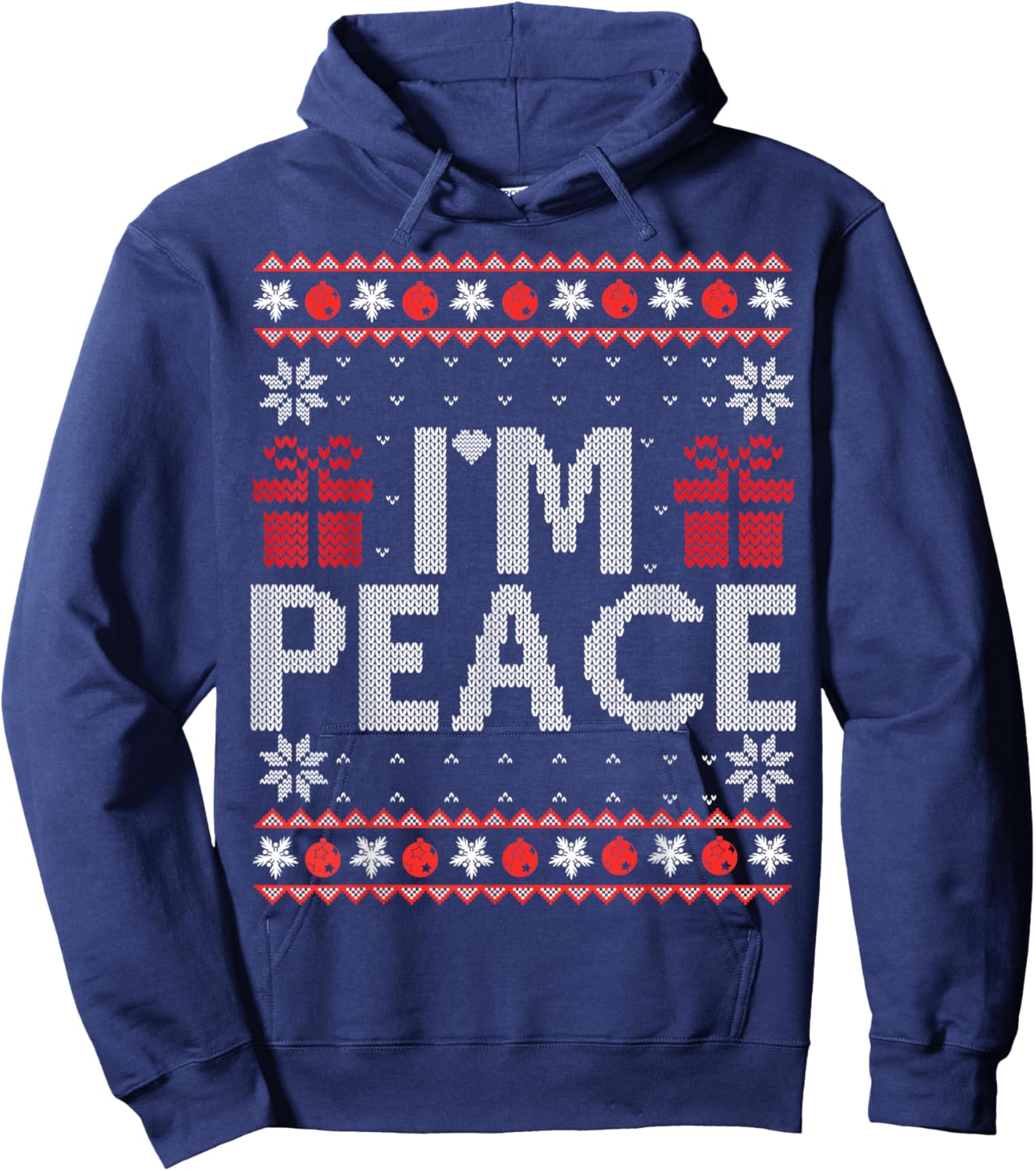 I Come In Peace I'm Peace Matching Ugly Christmas Sweater Hoodie - Hoodie | Navy