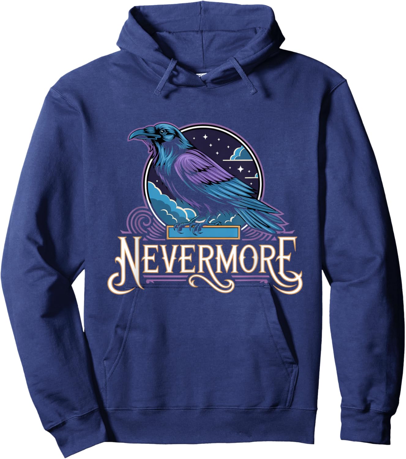 Nevermore Gothic Raven Literary Quote Design Hoodie - Hoodie | Navy