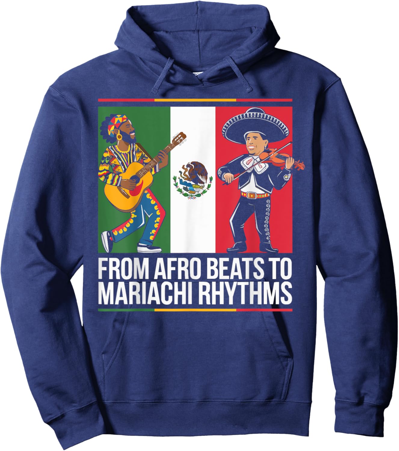 Half Mexican Half African American USA Flag Black America Hoodie - Hoodie | Navy