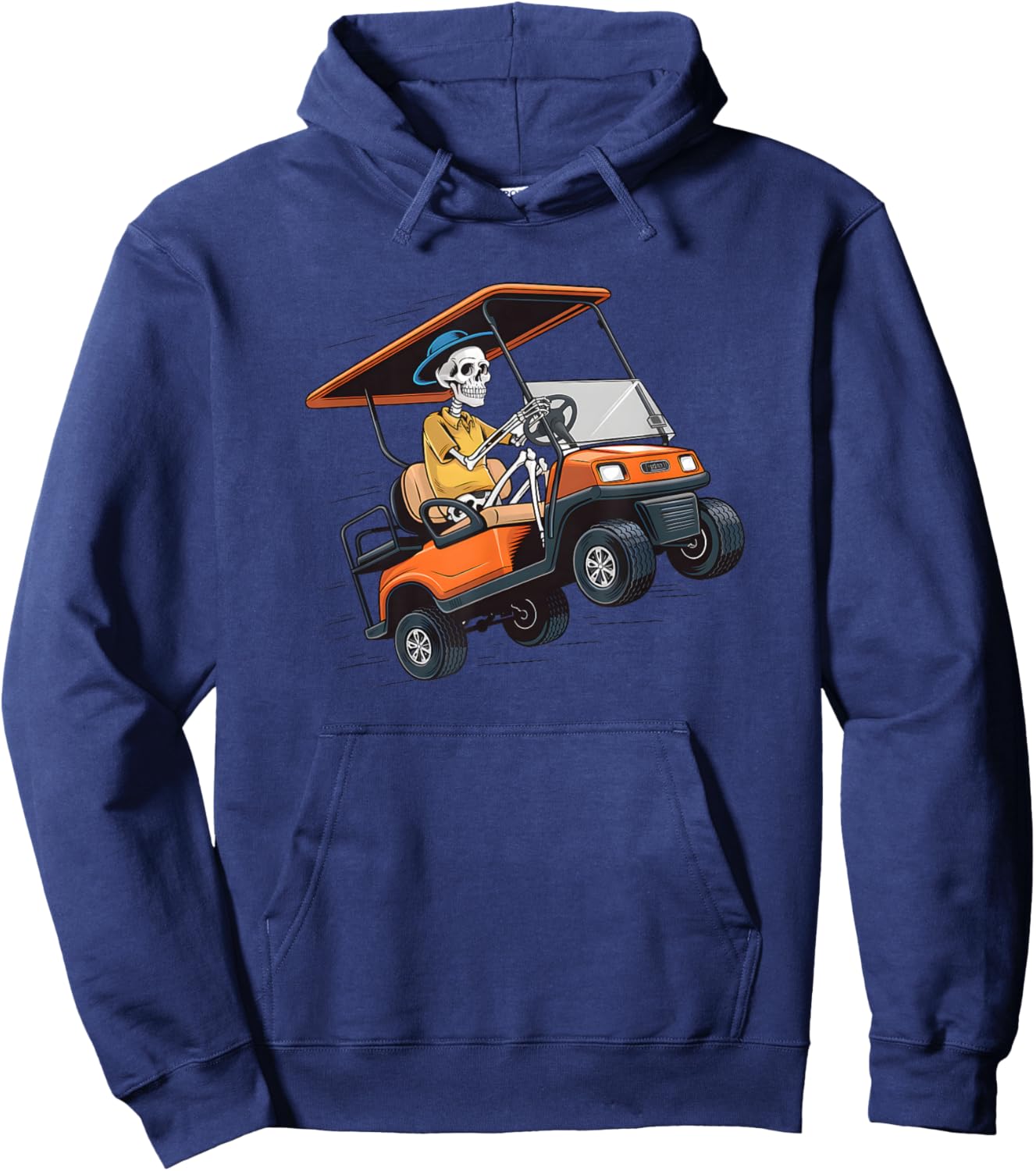 Halloween Funny Skeleton Riding Golf Cart Golfer Sport Lover Hoodie - Hoodie | Navy