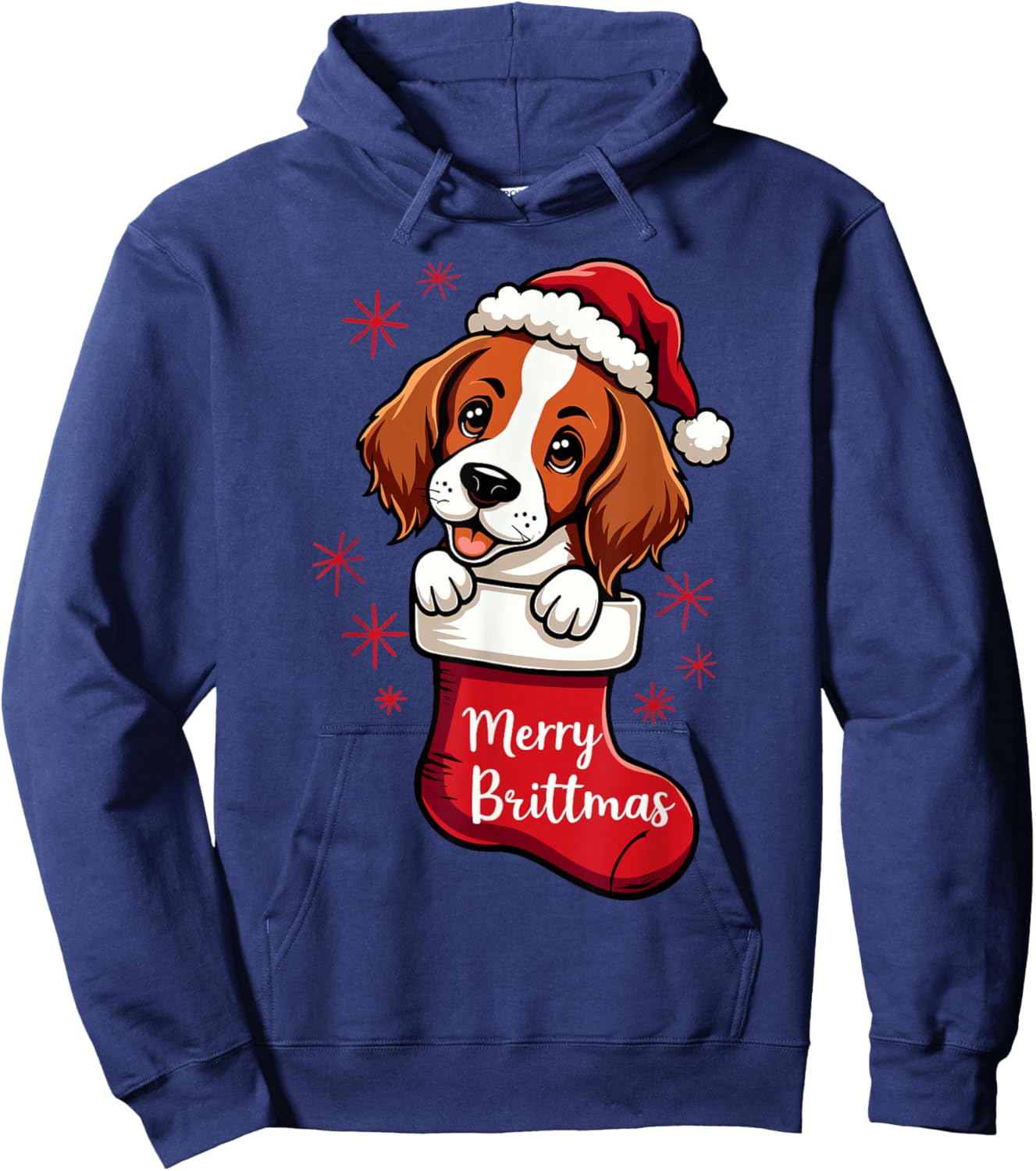 Brittany spaniel Dog Christmas 2024 Funny Hoodie - Hoodie | Navy
