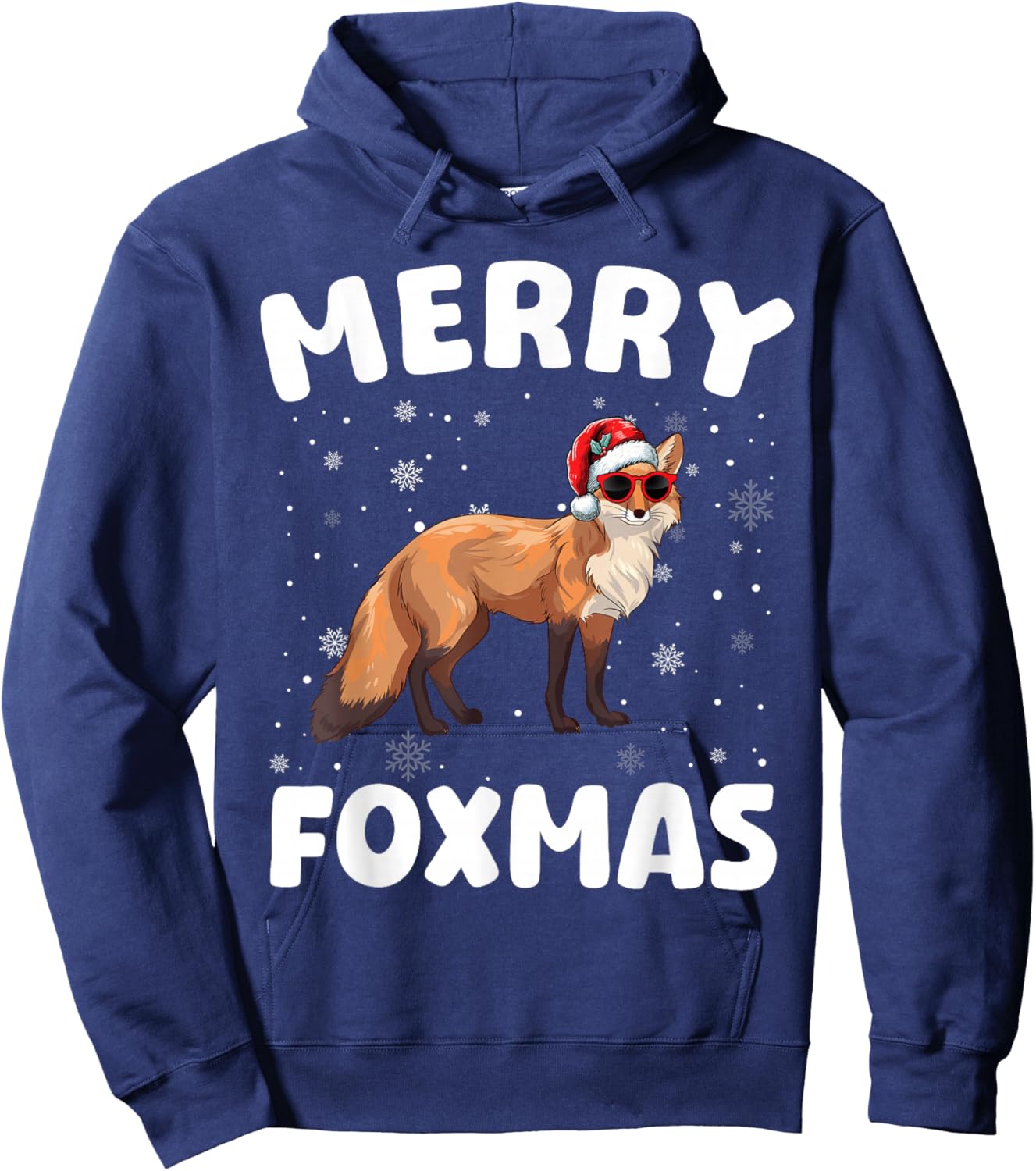 Merry Christmas Fox Merry Foxmas Funny Boy Girl Kids Hoodie - Hoodie | Navy
