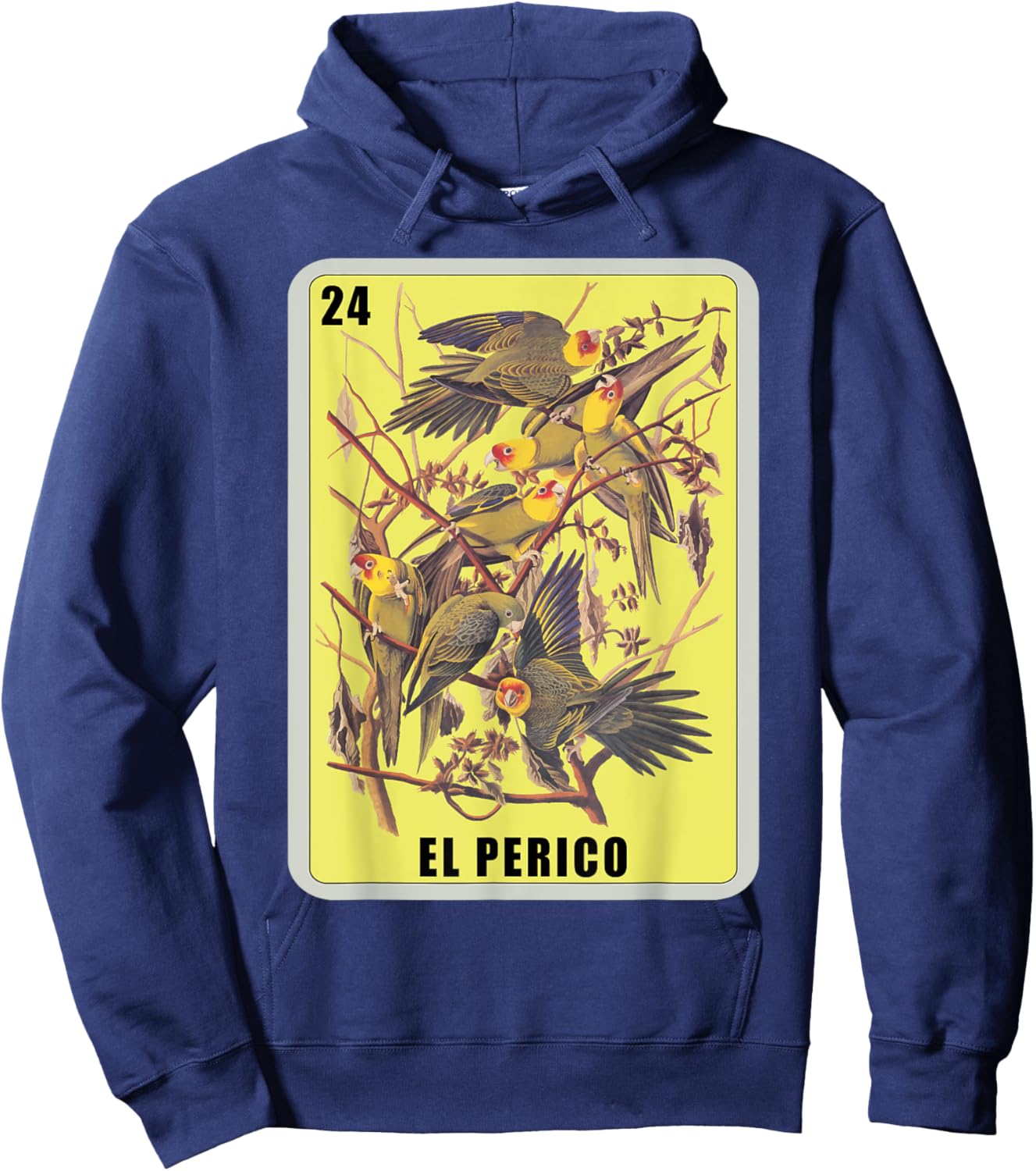 El Perico Card Parakeet Mexican Lottery Card Hoodie - Hoodie | Navy