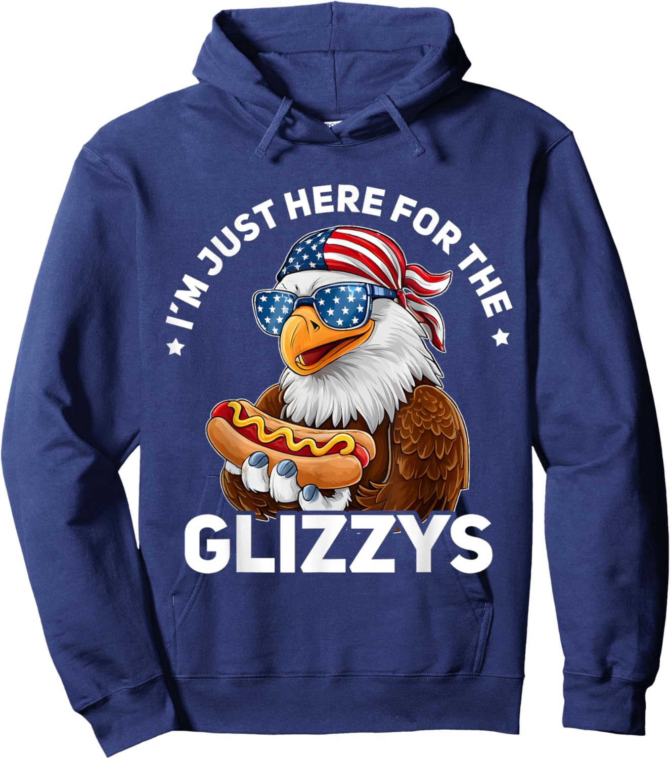 Bald Eagle Hotdog Glizzy American Flag 4th Of July Patriotic Hoodie - Hoodie | Navy