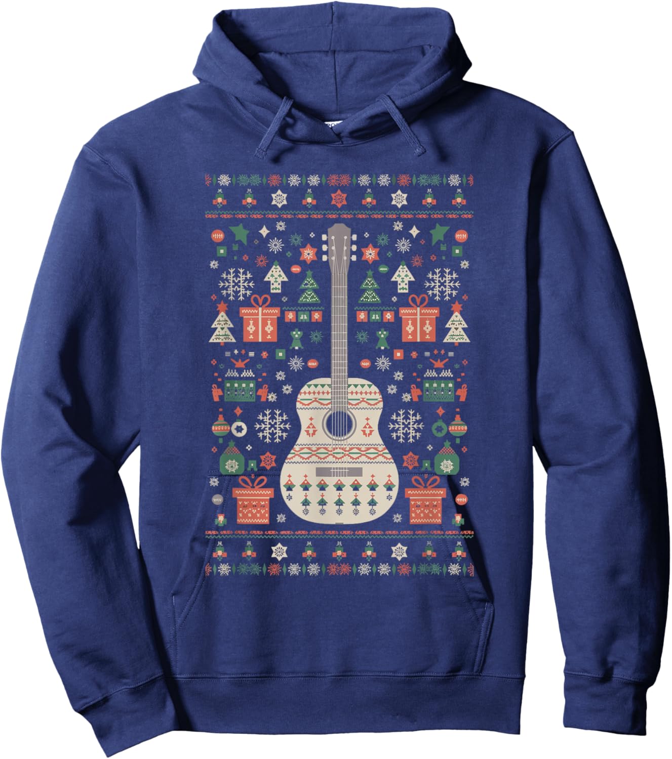 Guitar Ugly Christmas Hoodie - Hoodie | Navy