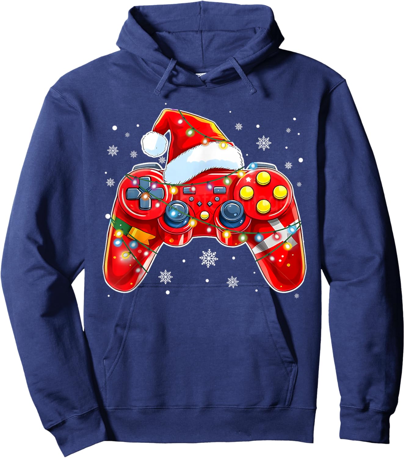 Video Game Controller Christmas Santa Hat Gamer Boys Hoodie - Hoodie | Navy