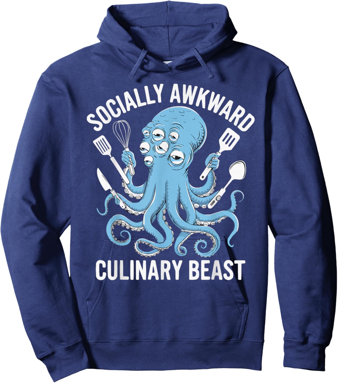 Socially Awkward Culinary Beast Funny Cooking Chef Octopus Hoodie - Hoodie | Navy