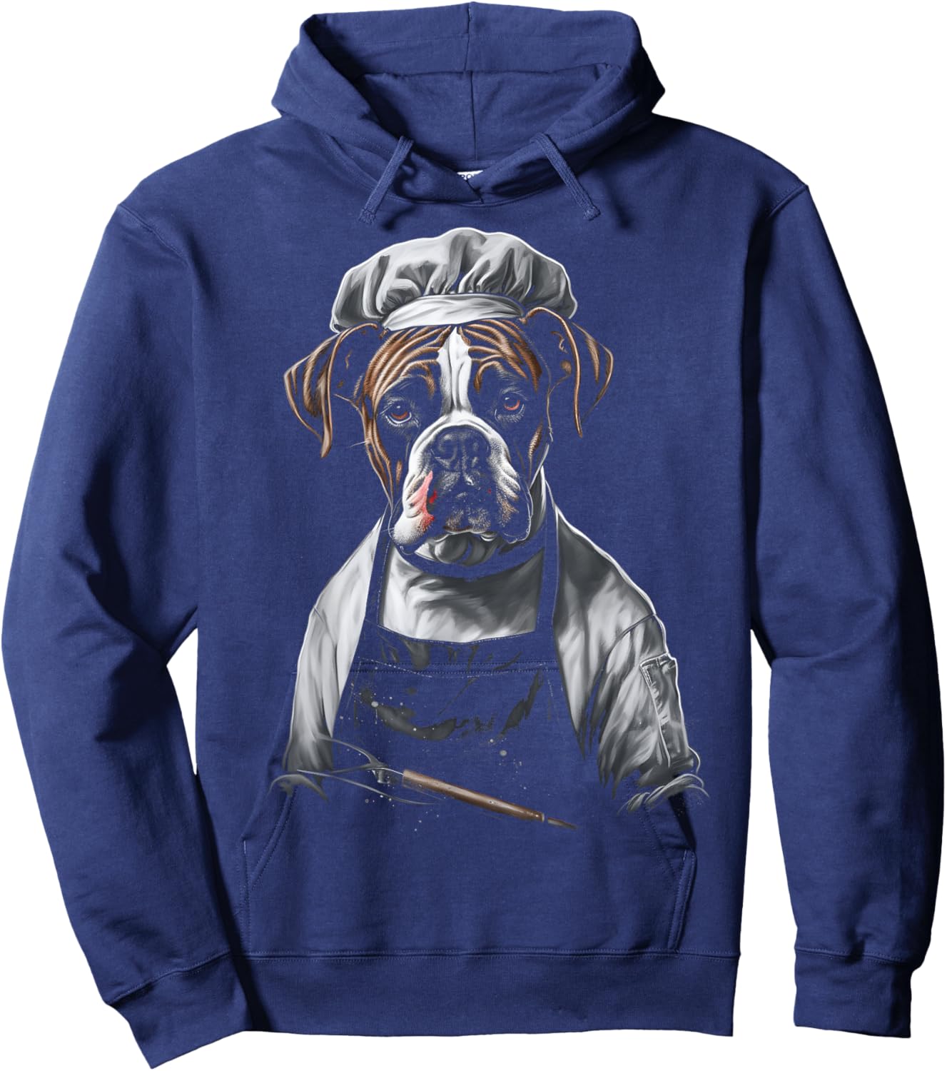 Boxer Chef Dog Dad Cooking Boxer Dog Baker Baking Cooker Men Women Kids Hoodie - Hoodie | Navy