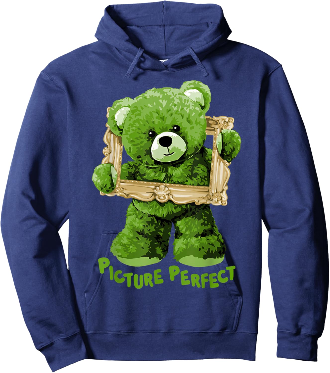 Chlorophyll Green White Color Match Hoodie - Hoodie | Navy